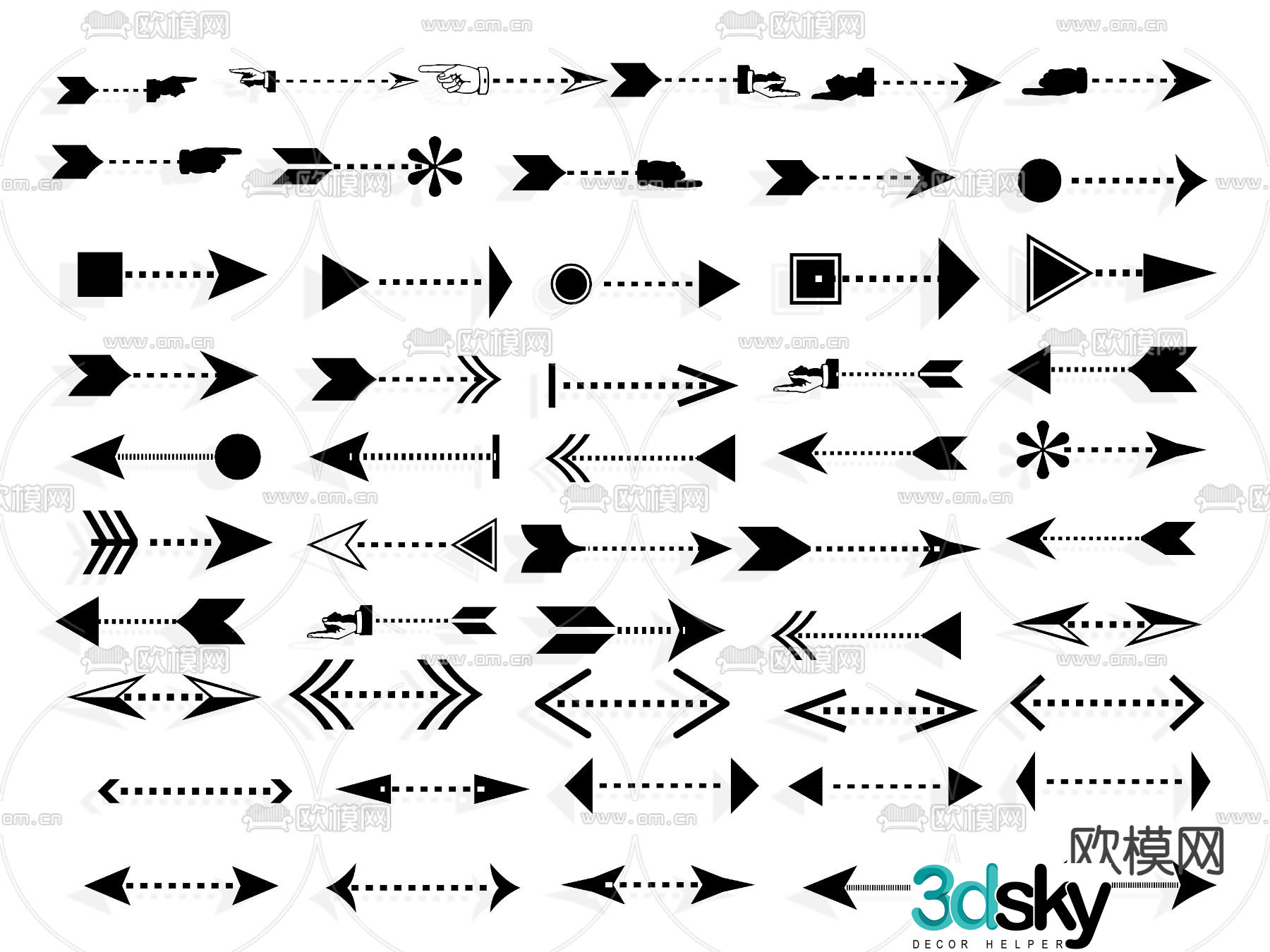 Arrow silhouette direction icon three-dimensional arrow 3d model