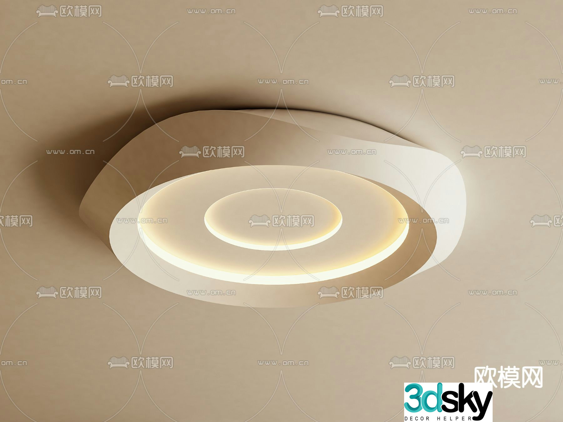 Cream style ceiling lamp bedroom lamp 3d model