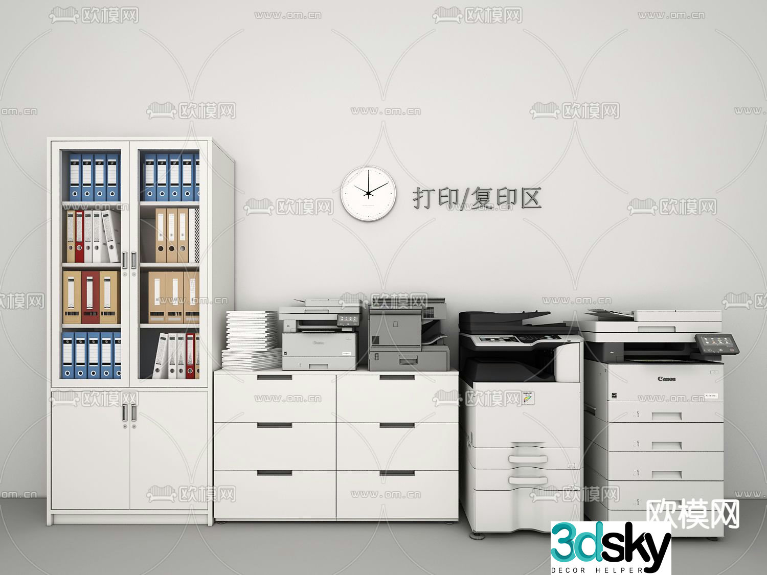 Printer Copier File Cabinet Information Cabinet 3D model