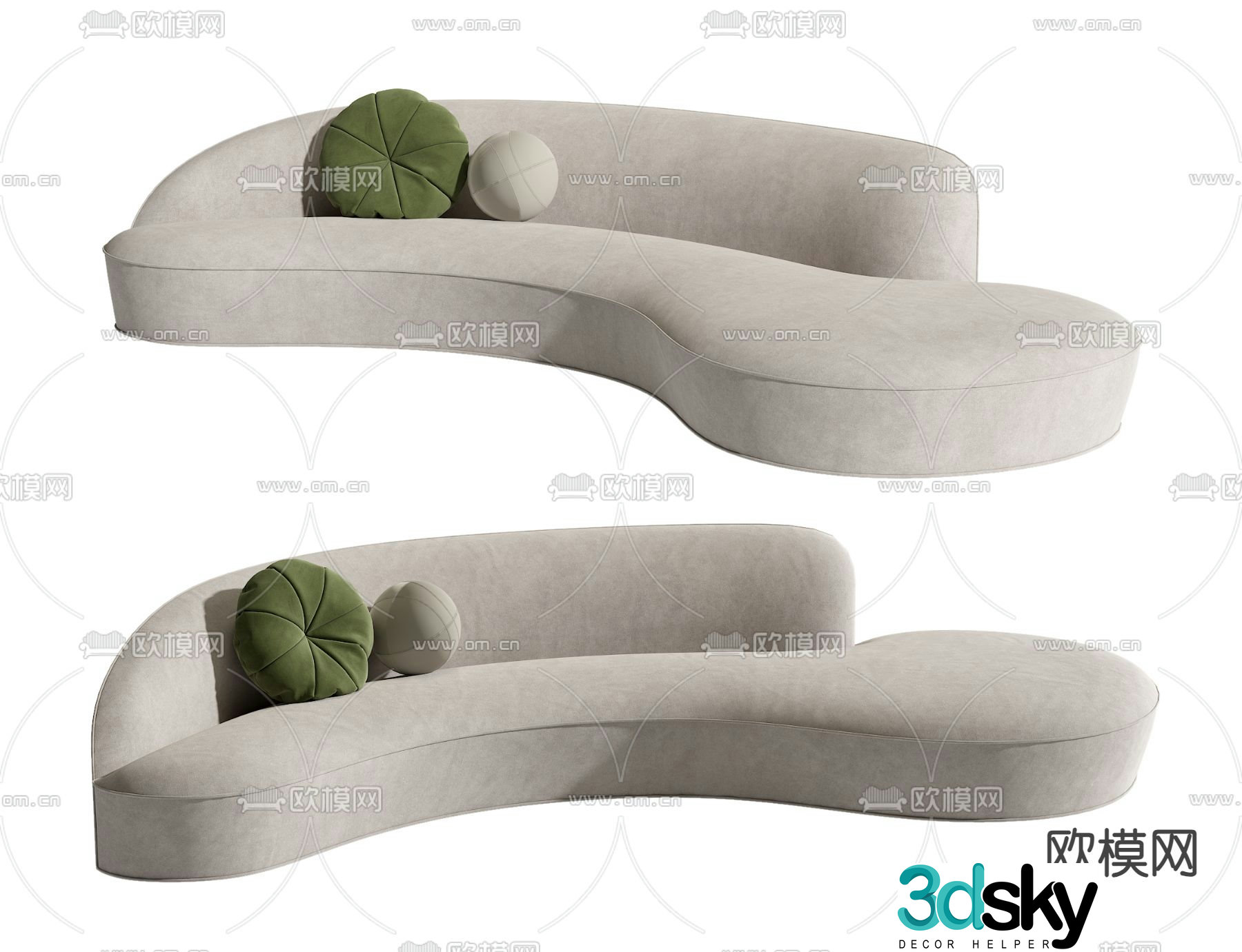 multi-person sofa curved sofa 3d model