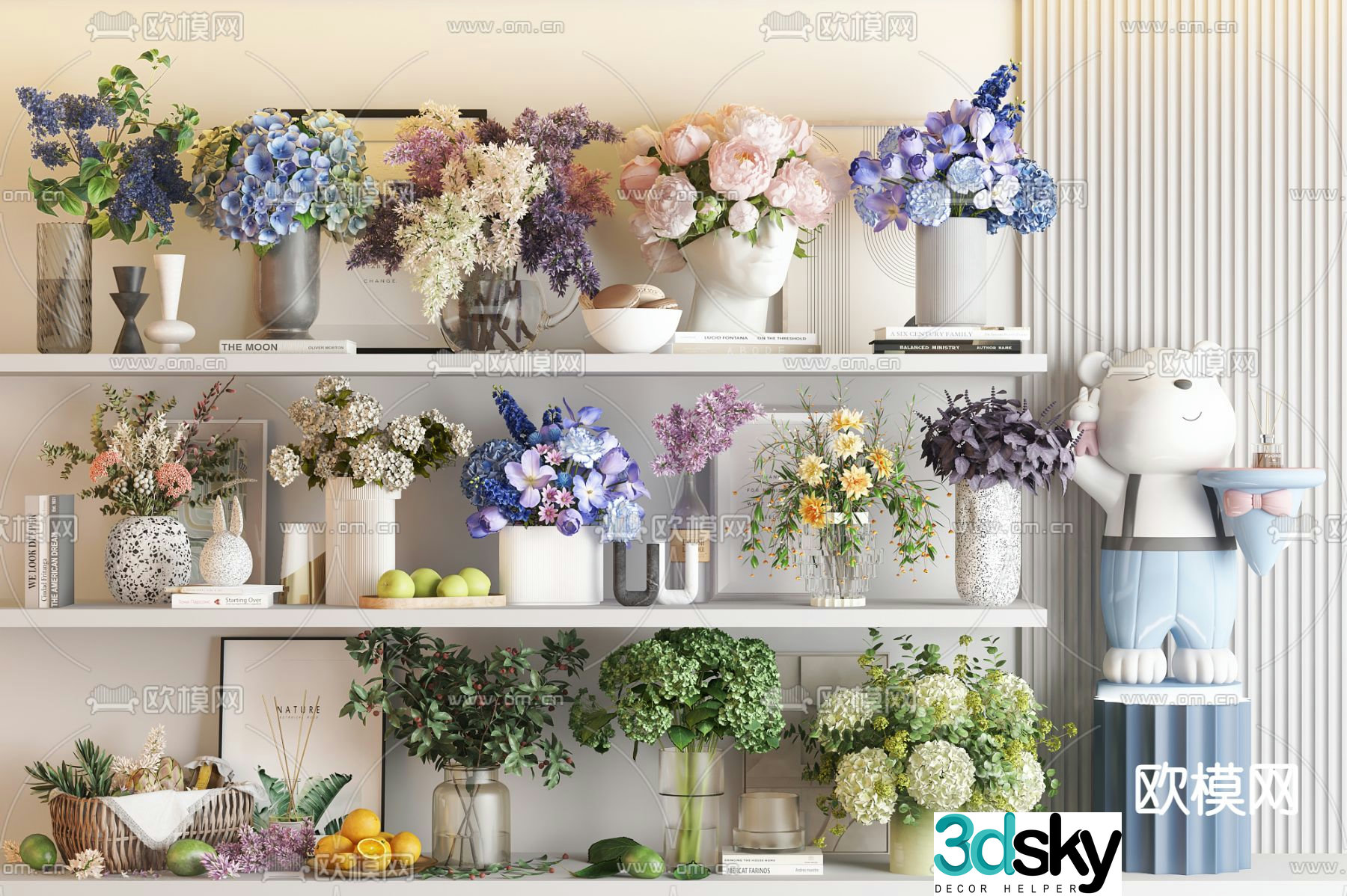 Vase Flower Art Flower Arrangement 3D Model