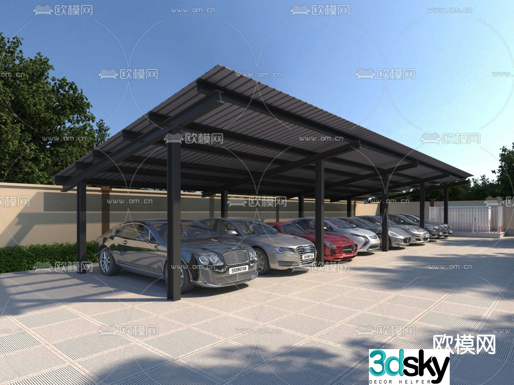 Outdoor parking shed 3d model