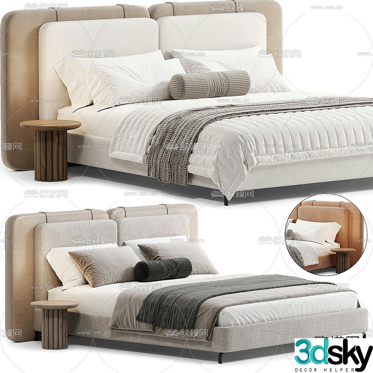 Modern double bed 3d model