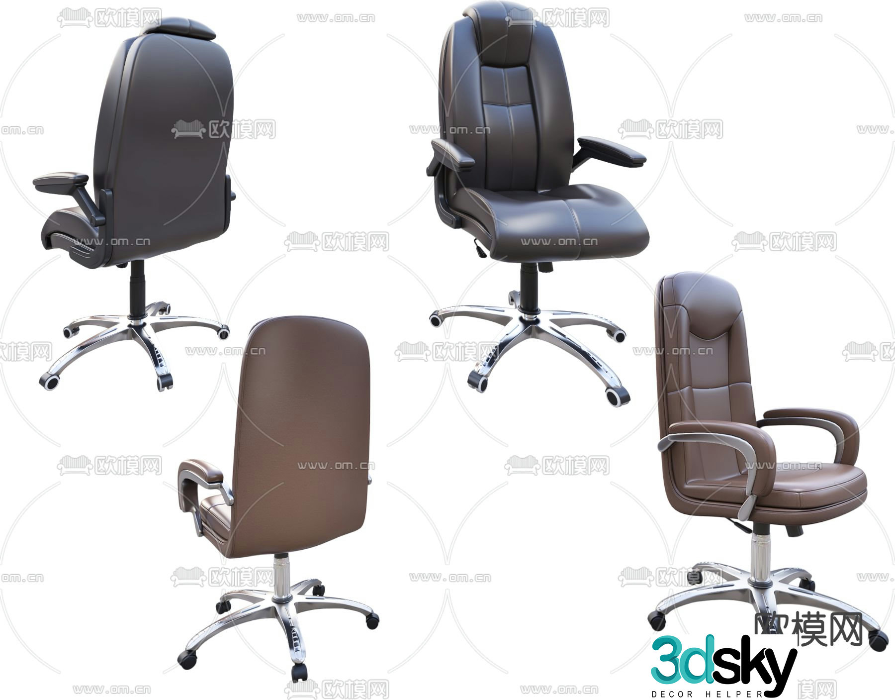 Leather office chair executive chair boss chair 3d model