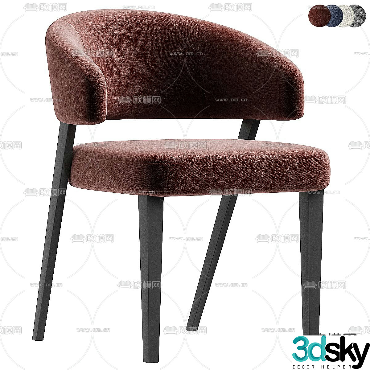 Red chair single chair dining chair 3d model