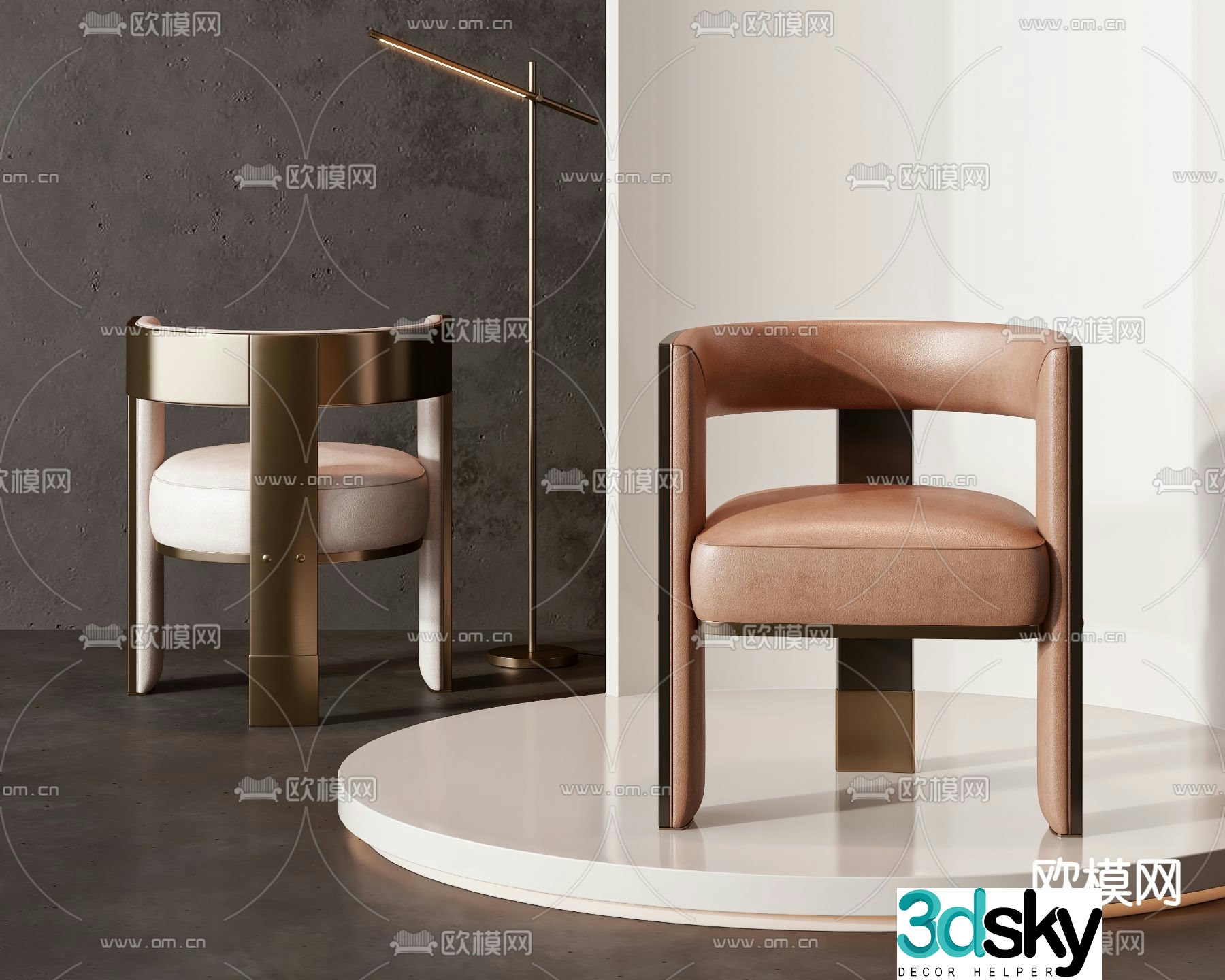 Modern chair single chair dining chair 3d model