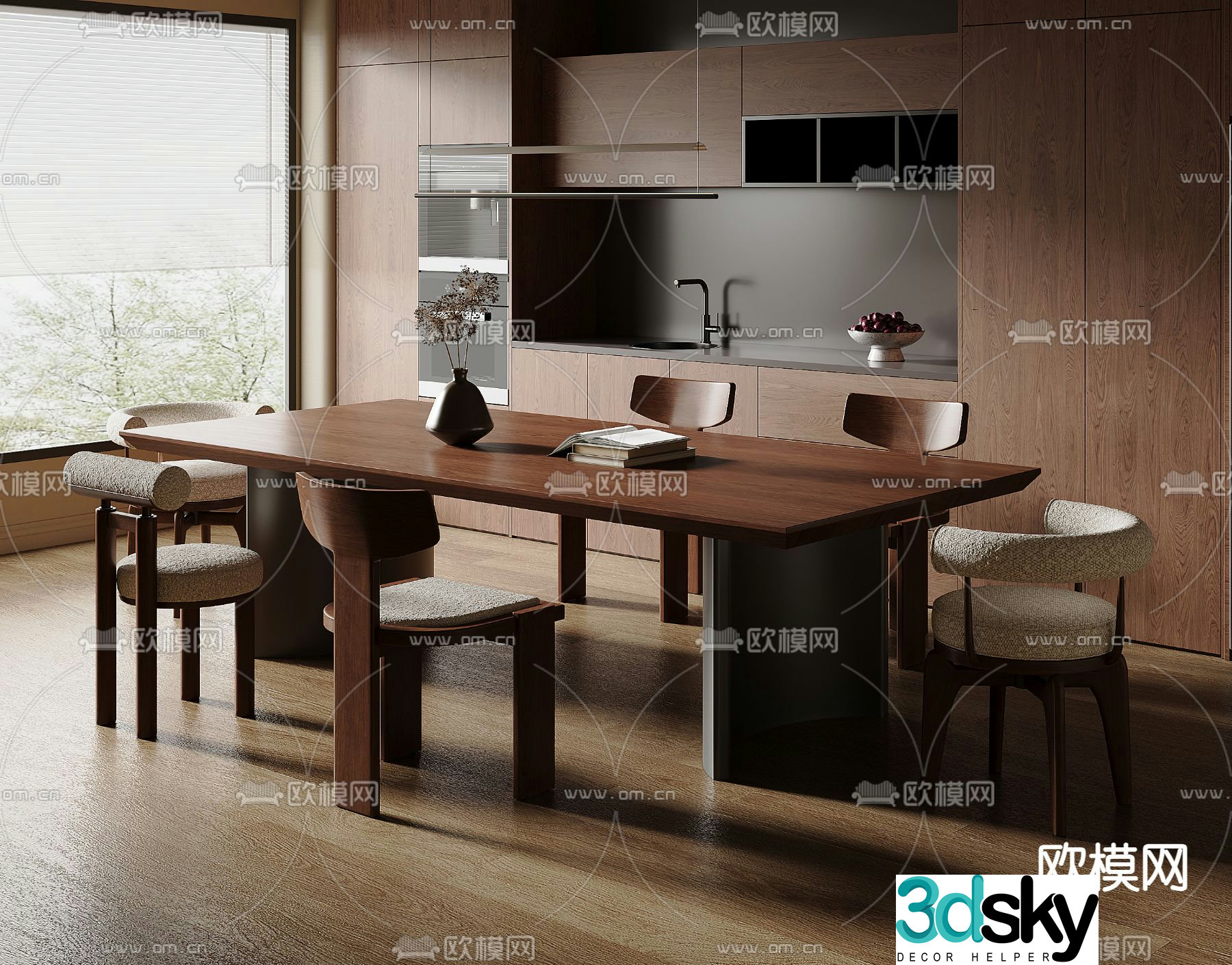 Medieval style dining table and chairs bar dining table 3D model