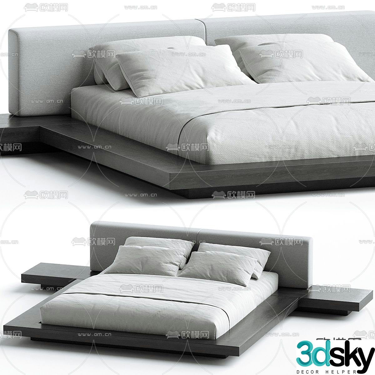 Modern double bed 3d model
