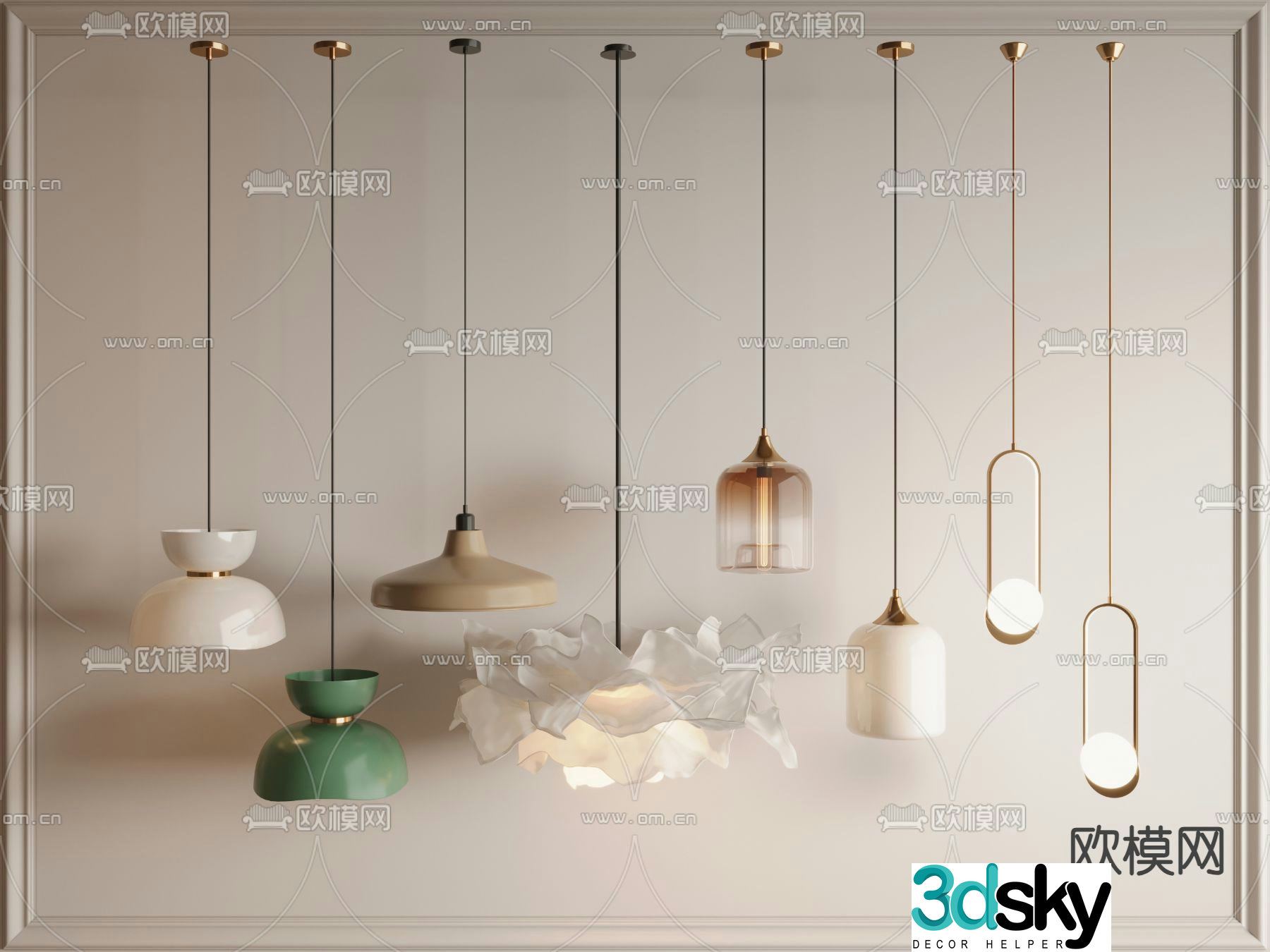 Creative small chandelier bedside chandelier 3d model