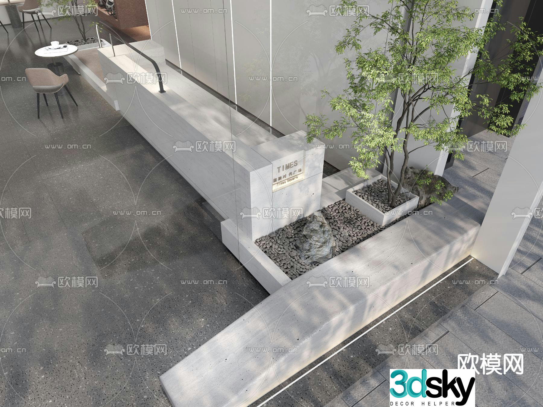 Modern front desk reception desk service desk information desk 3d model