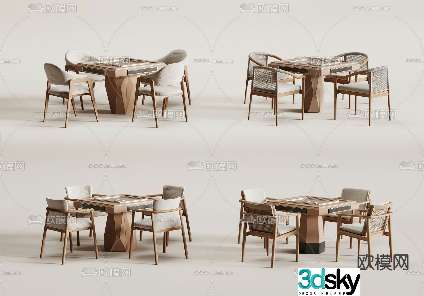 New Chinese style mahjong table chess and card table 3d model
