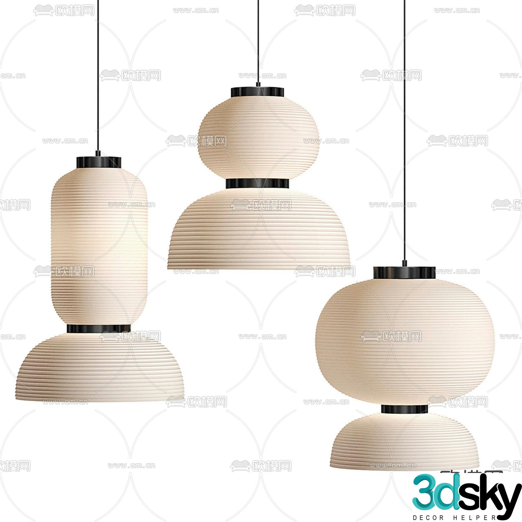 Wabi-sabi chandelier paper chandelier 3d model