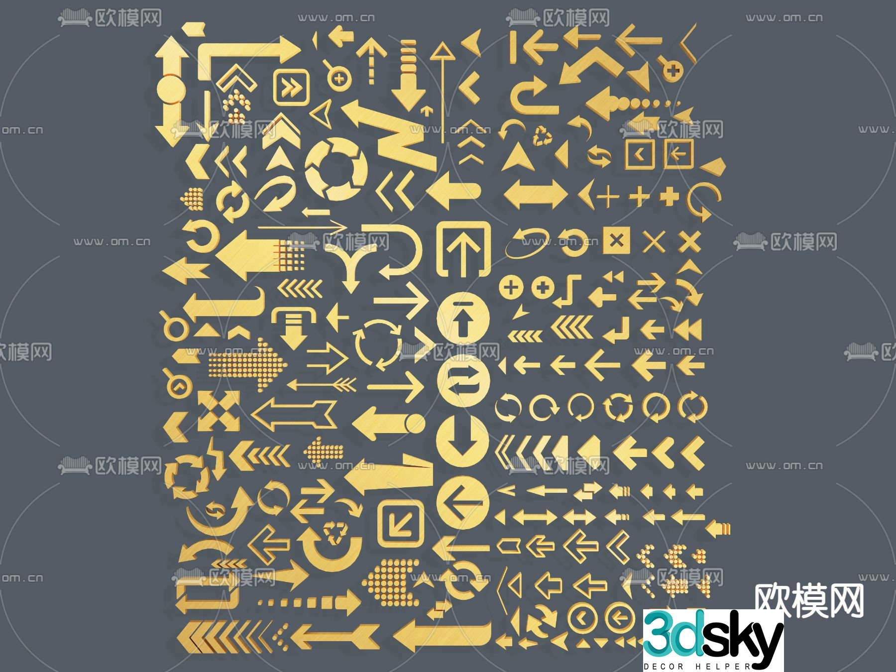 Arrow silhouette direction icon three-dimensional arrow 3d model
