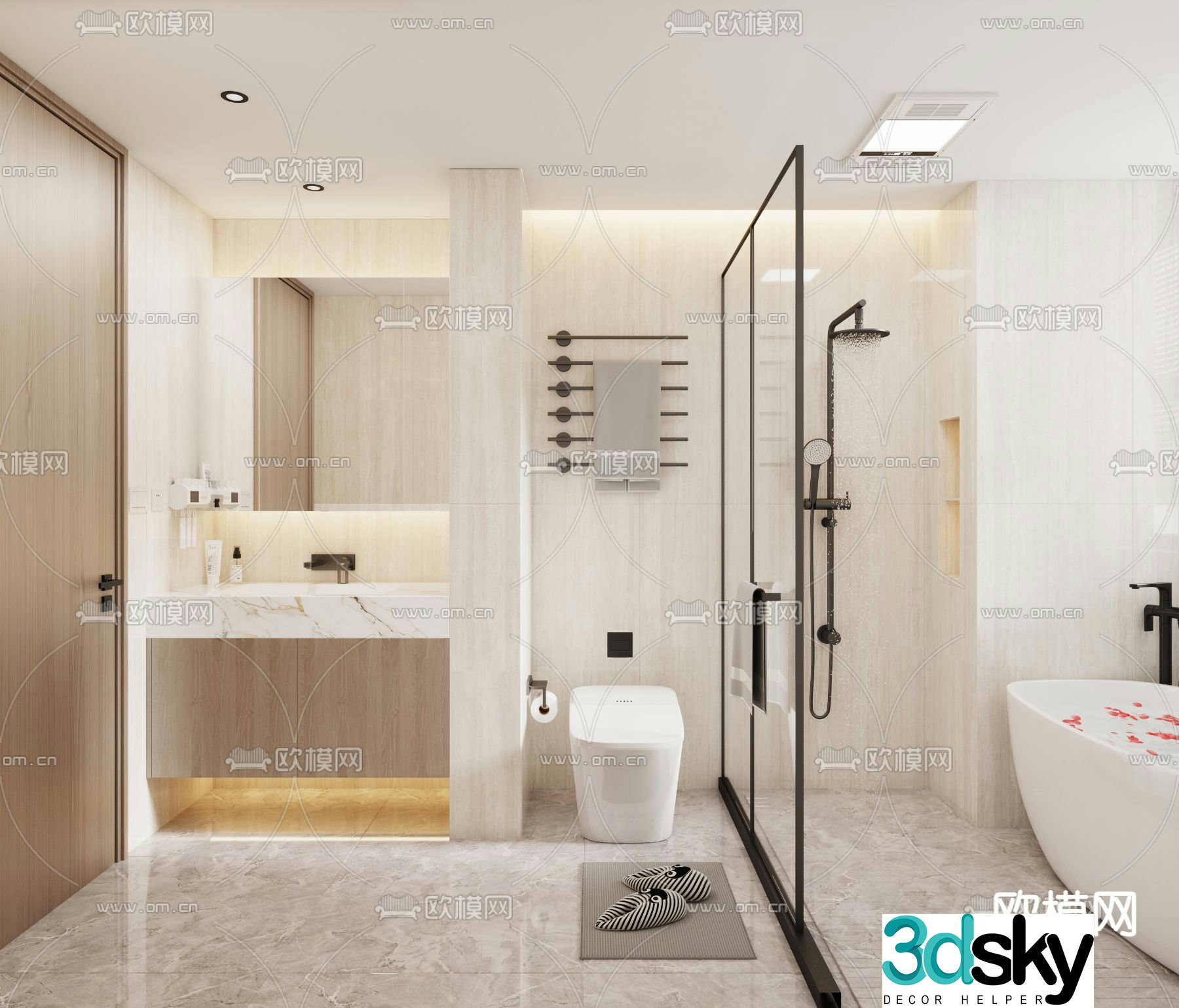 Modern bathroom bathroom toilet 3d model