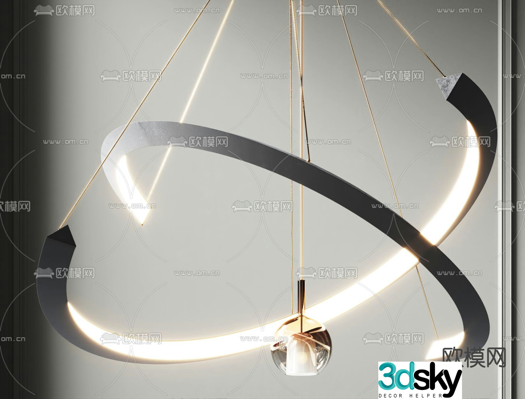 Hall chandelier Ring chandelier 3d model
