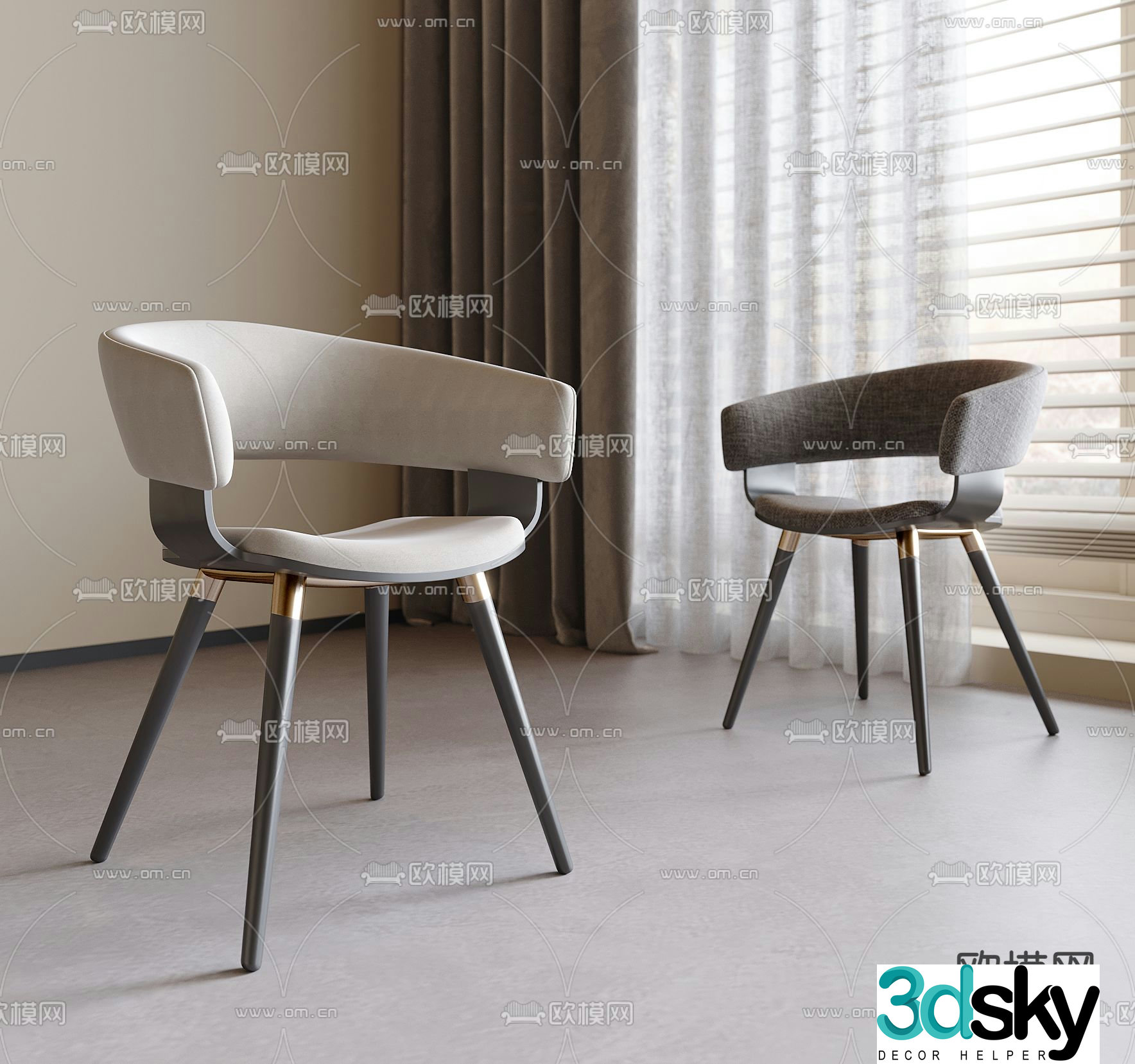 Modern chair dining chair 3d model