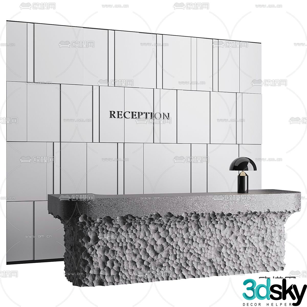 Premium gray front desk reception desk service desk 3d model