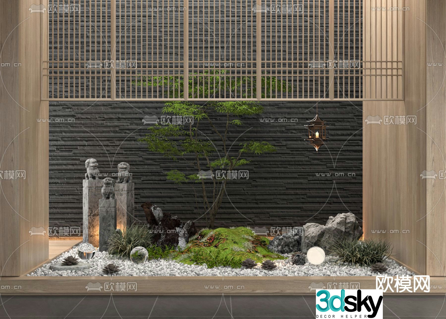 Indoor landscape plant landscaping stone sculpture 3d model