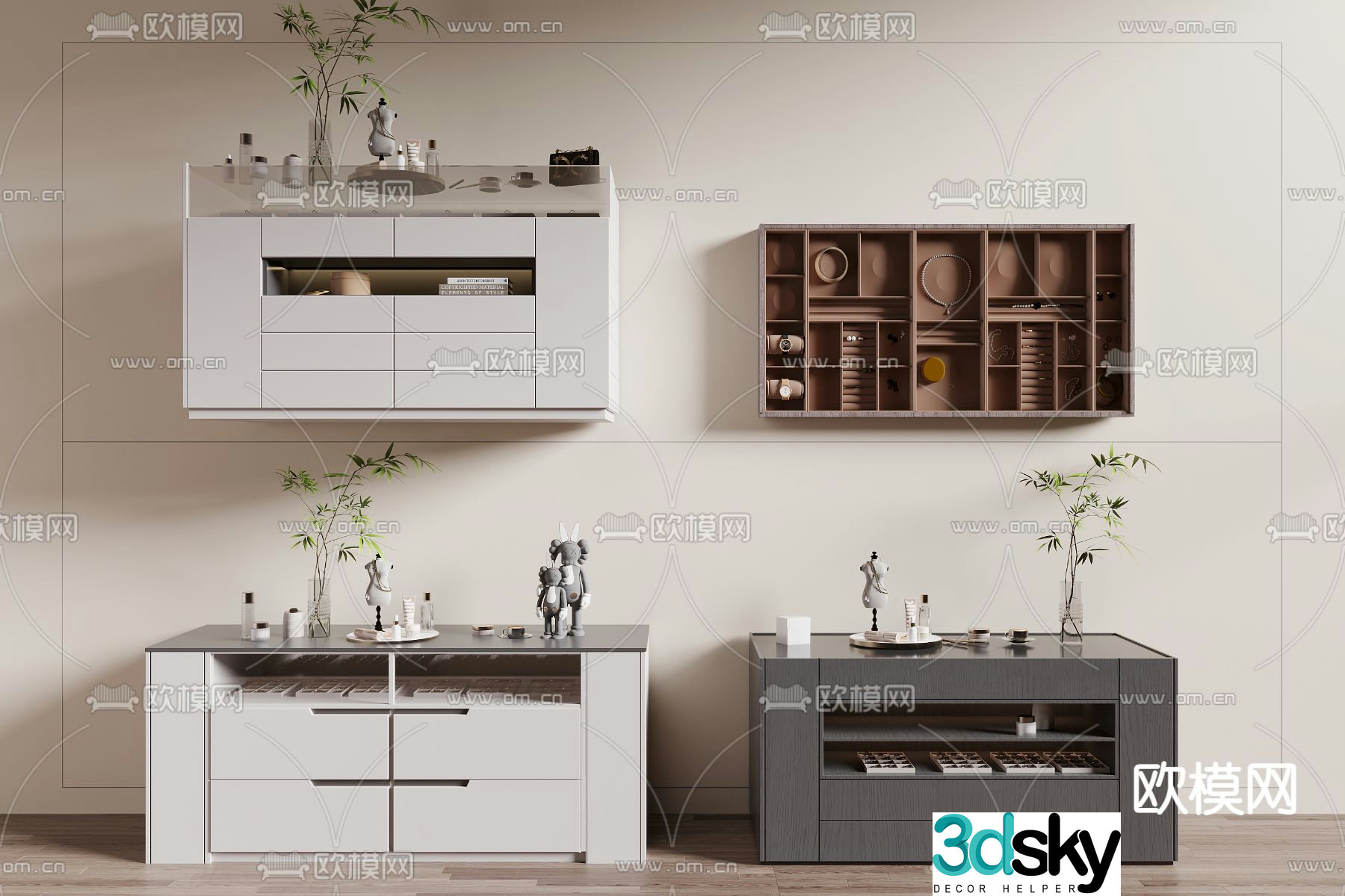 Island table jewelry cabinet jewelry cabinet 3d model