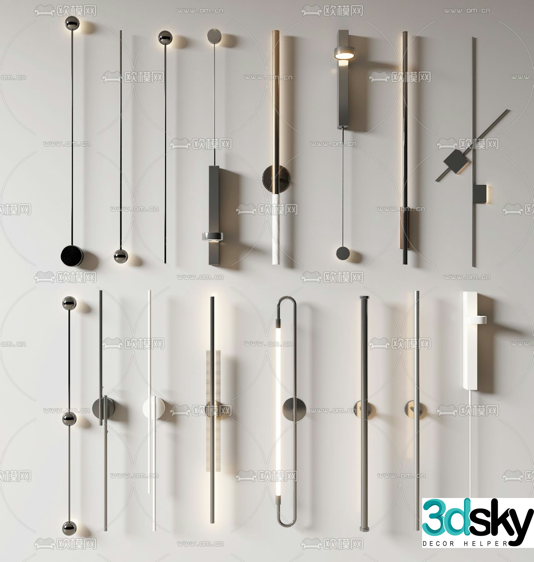 Long wall lamp straight wall lamp wall lamp 3d model