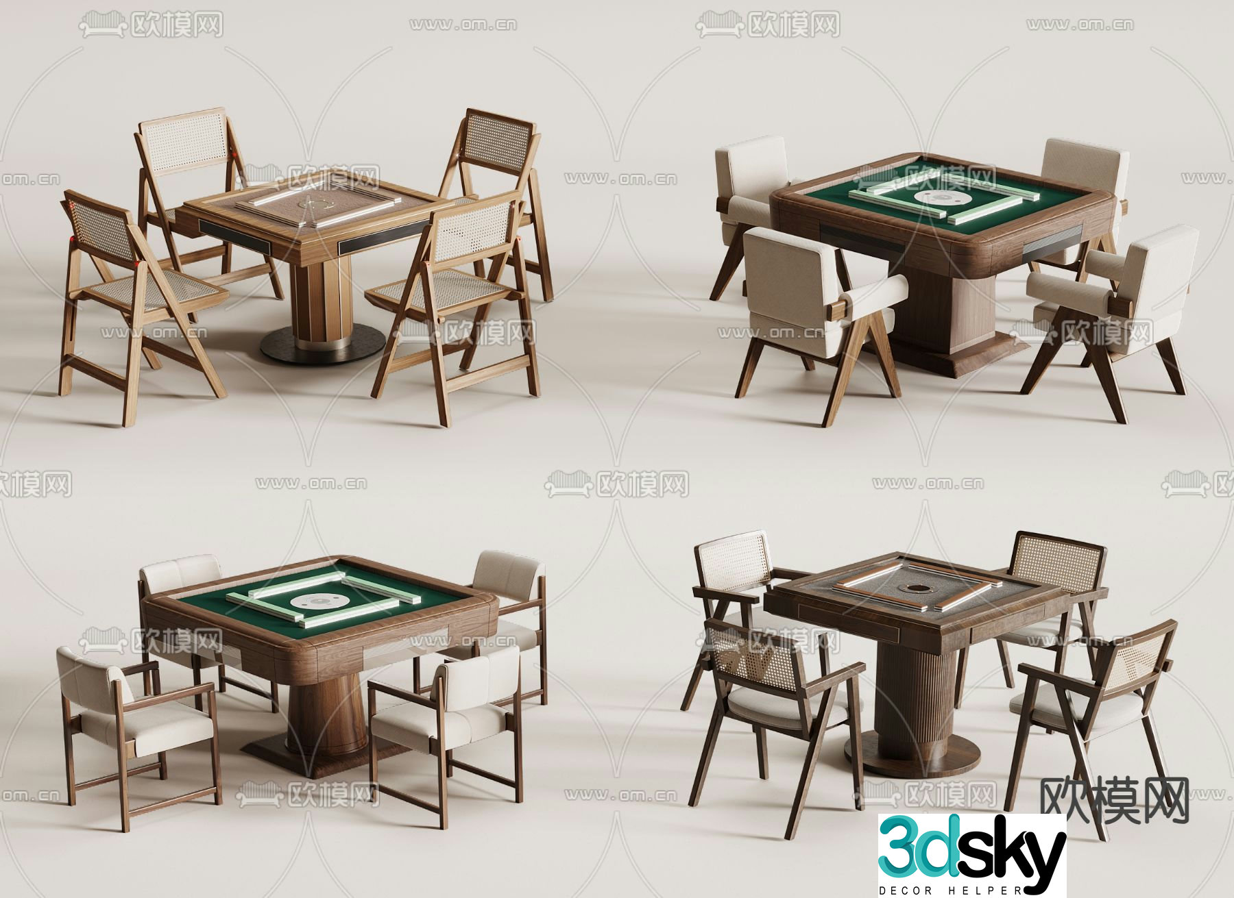 New Chinese style mahjong table chess and card table 3d model