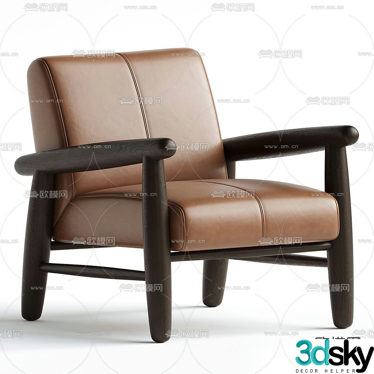 Leather chair leisure chair armchair 3d model