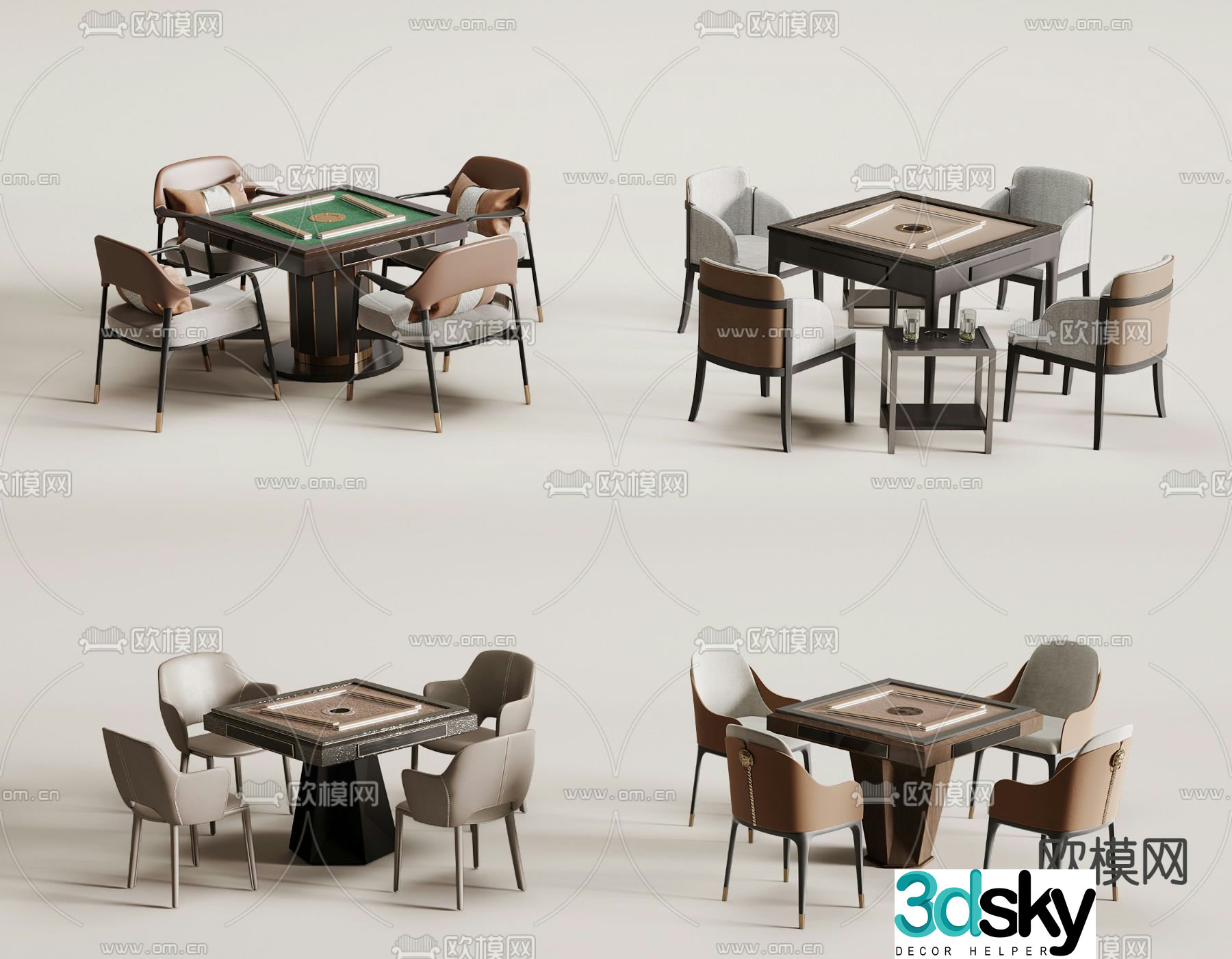 Mahjong table chess table 3d model