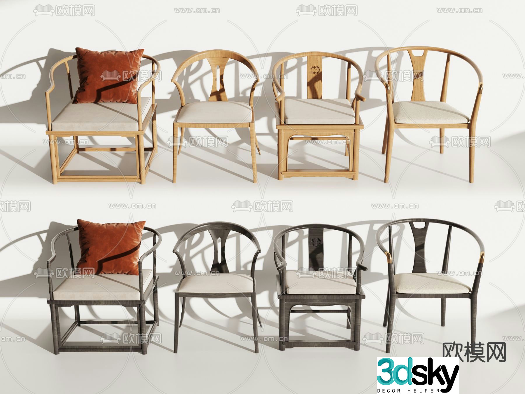 New Chinese style chair armchair 3d model