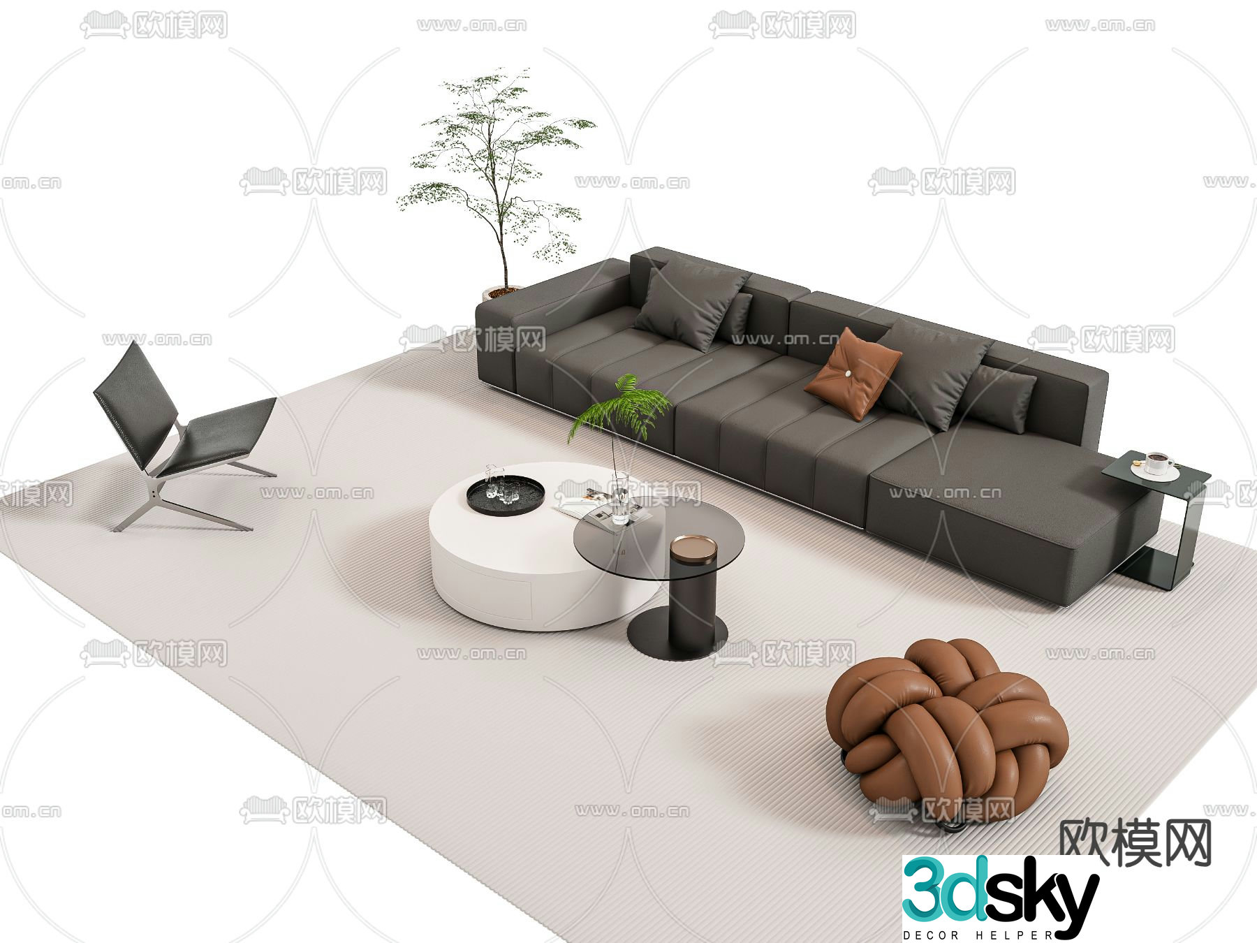 Modern sectional sofa 3d model