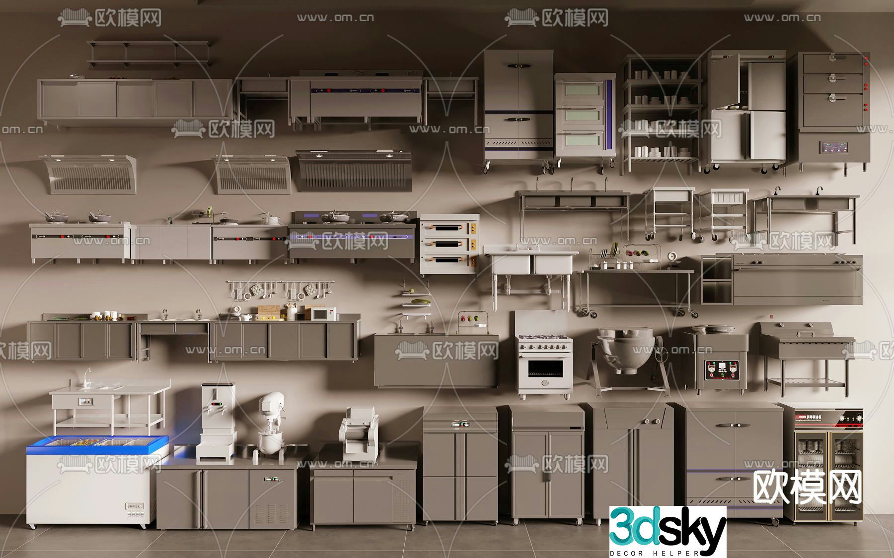 Central kitchen kitchen equipment console 3D model