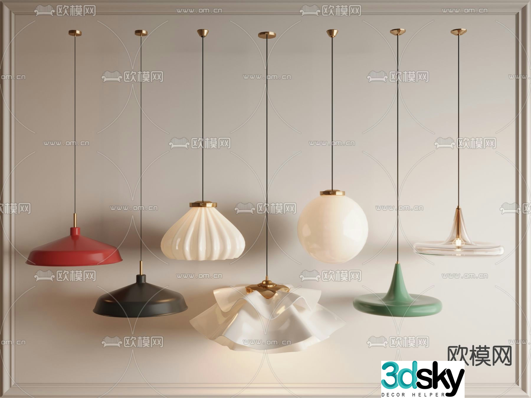 Art chandelier bedside chandelier 3d model