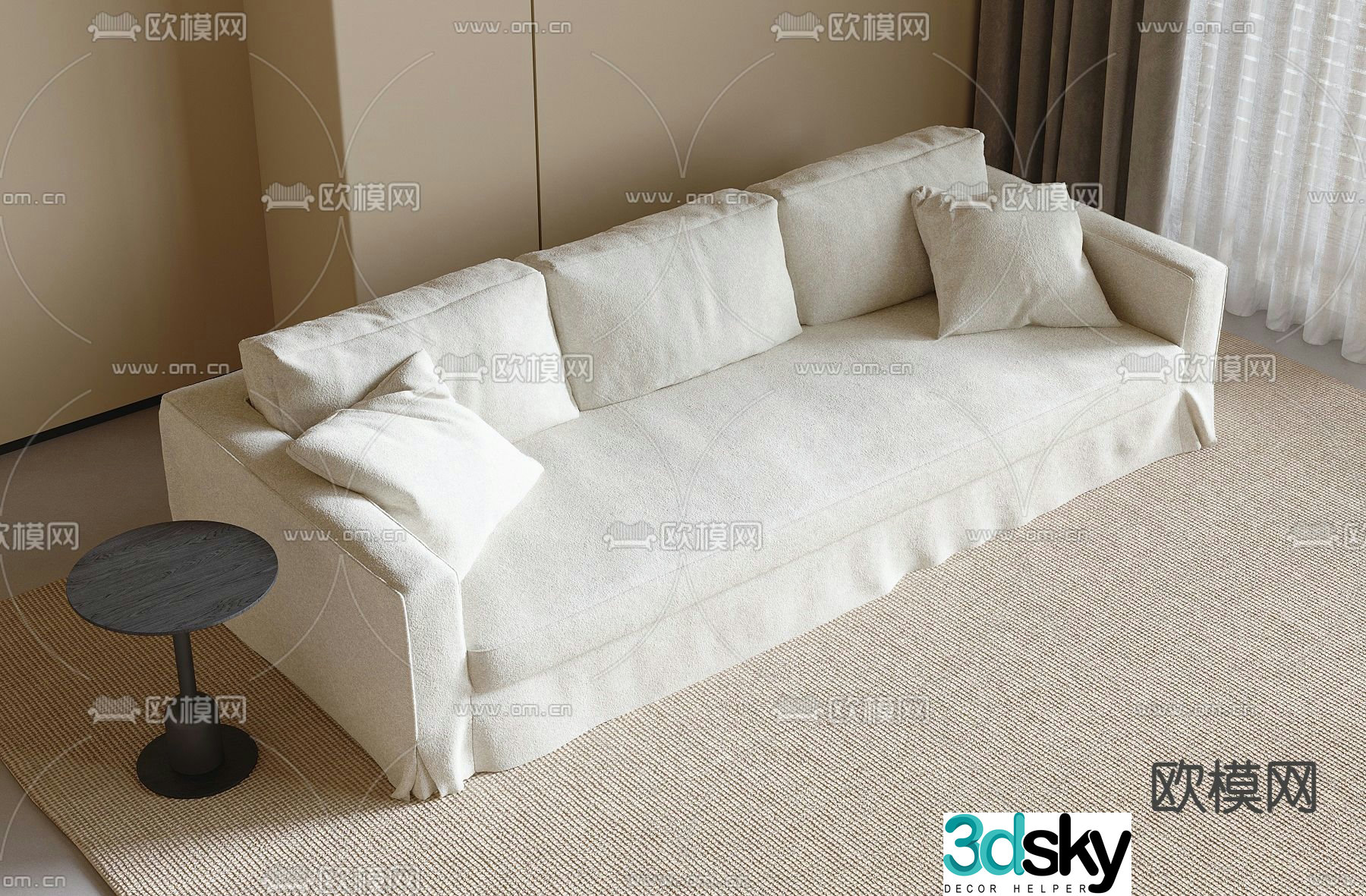 Three person sofa multi person sofa 3d model