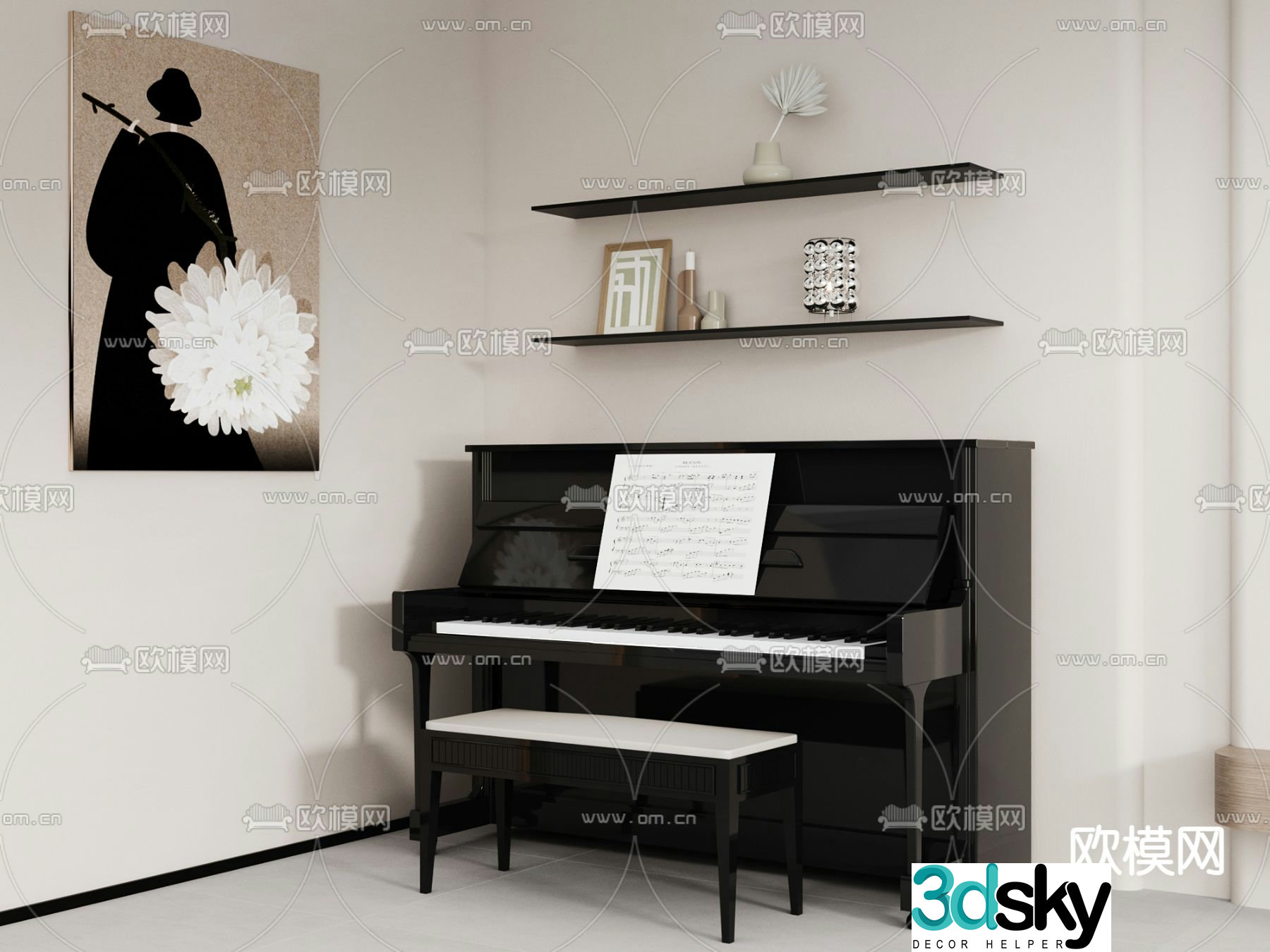 piano electric piano 3d model