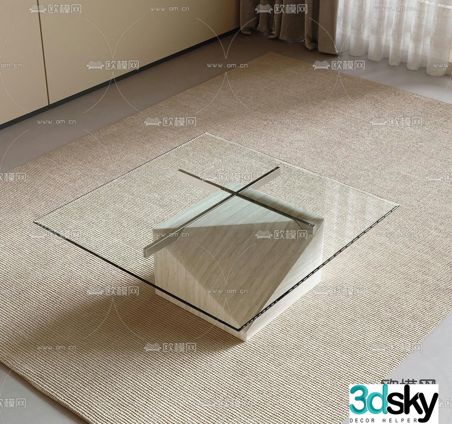 Glass coffee table 3d model