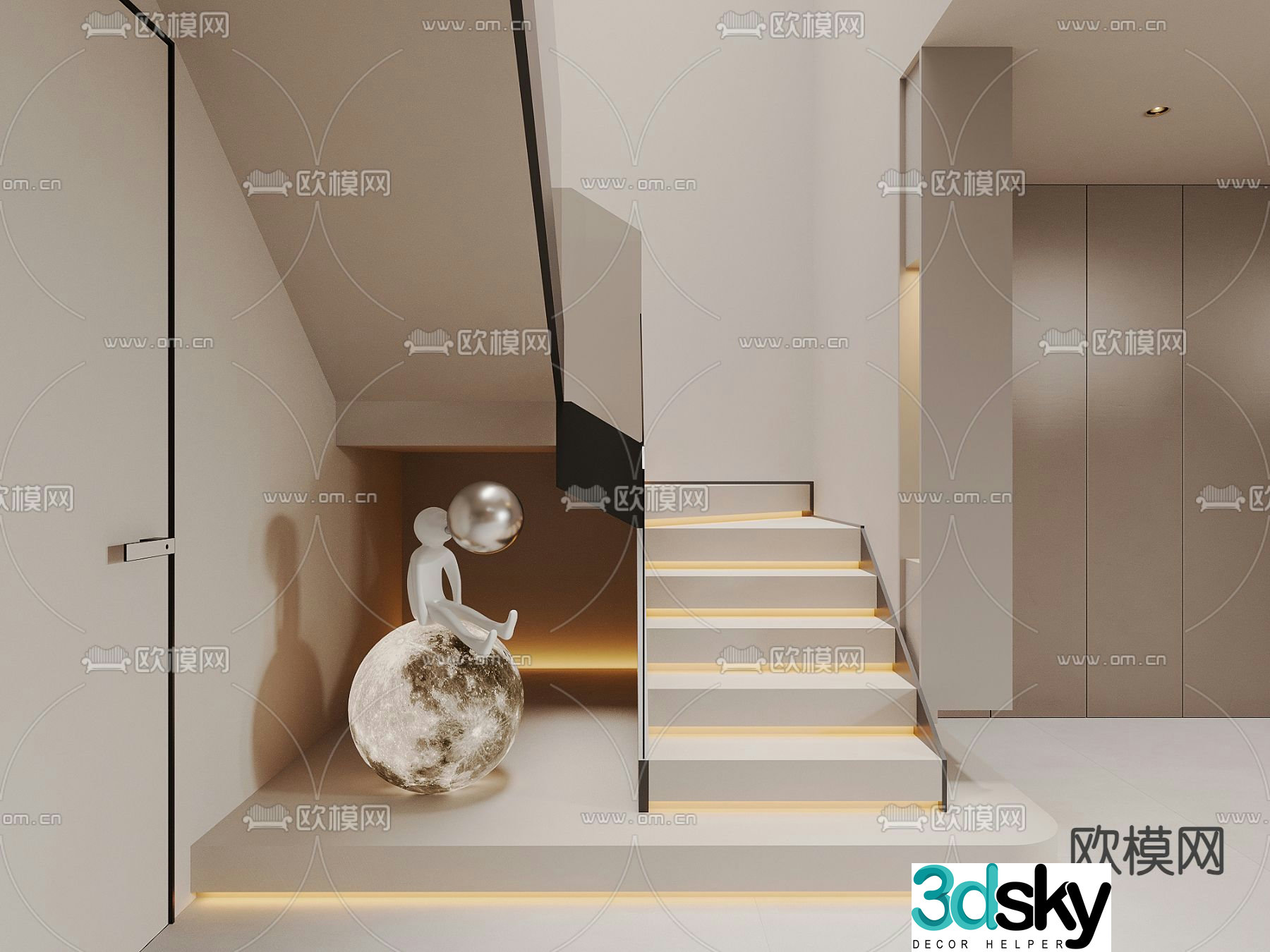 Creamy wind stairwell Stairwell sculpture 3d model
