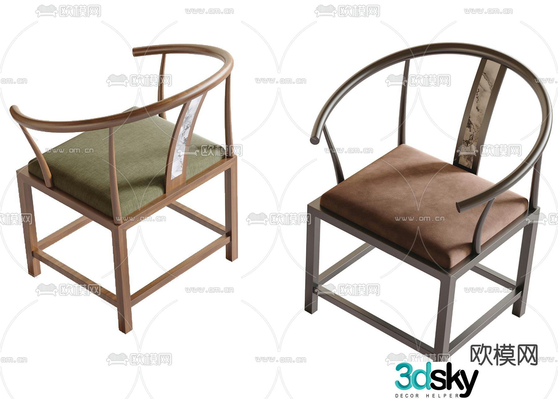 New Chinese style chair arm chair dining chair 3d model