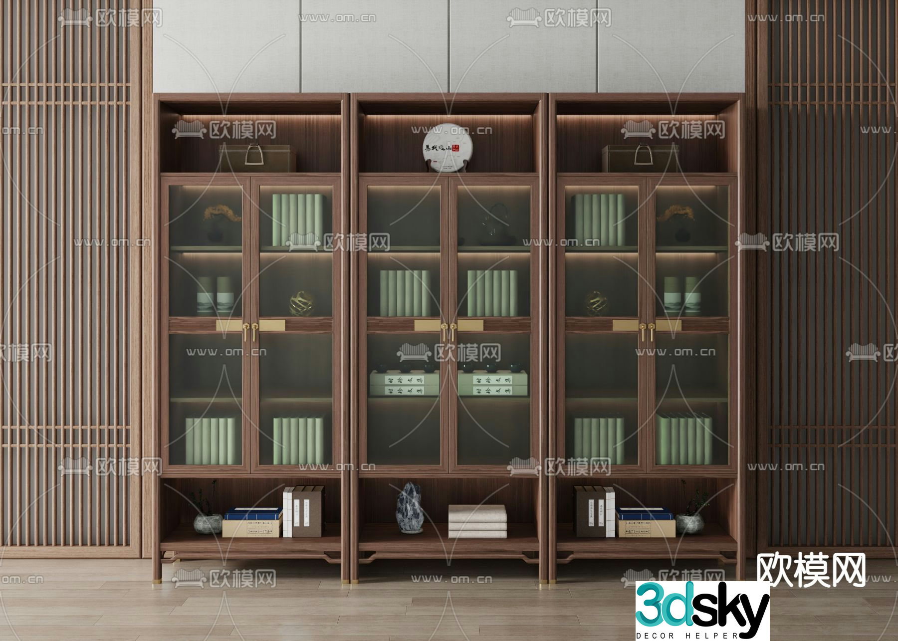 New Chinese style bookcase display cabinet 3d model