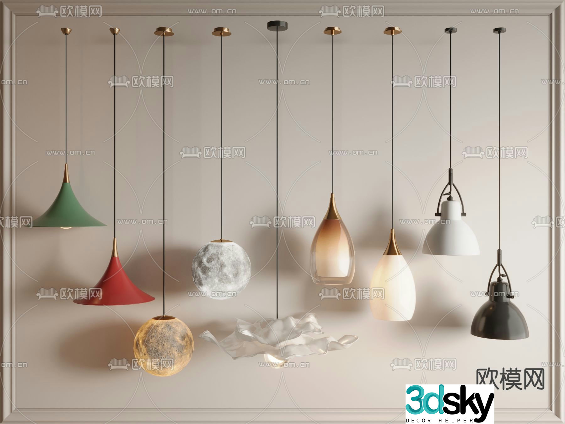 Creative small chandelier bedside chandelier 3d model