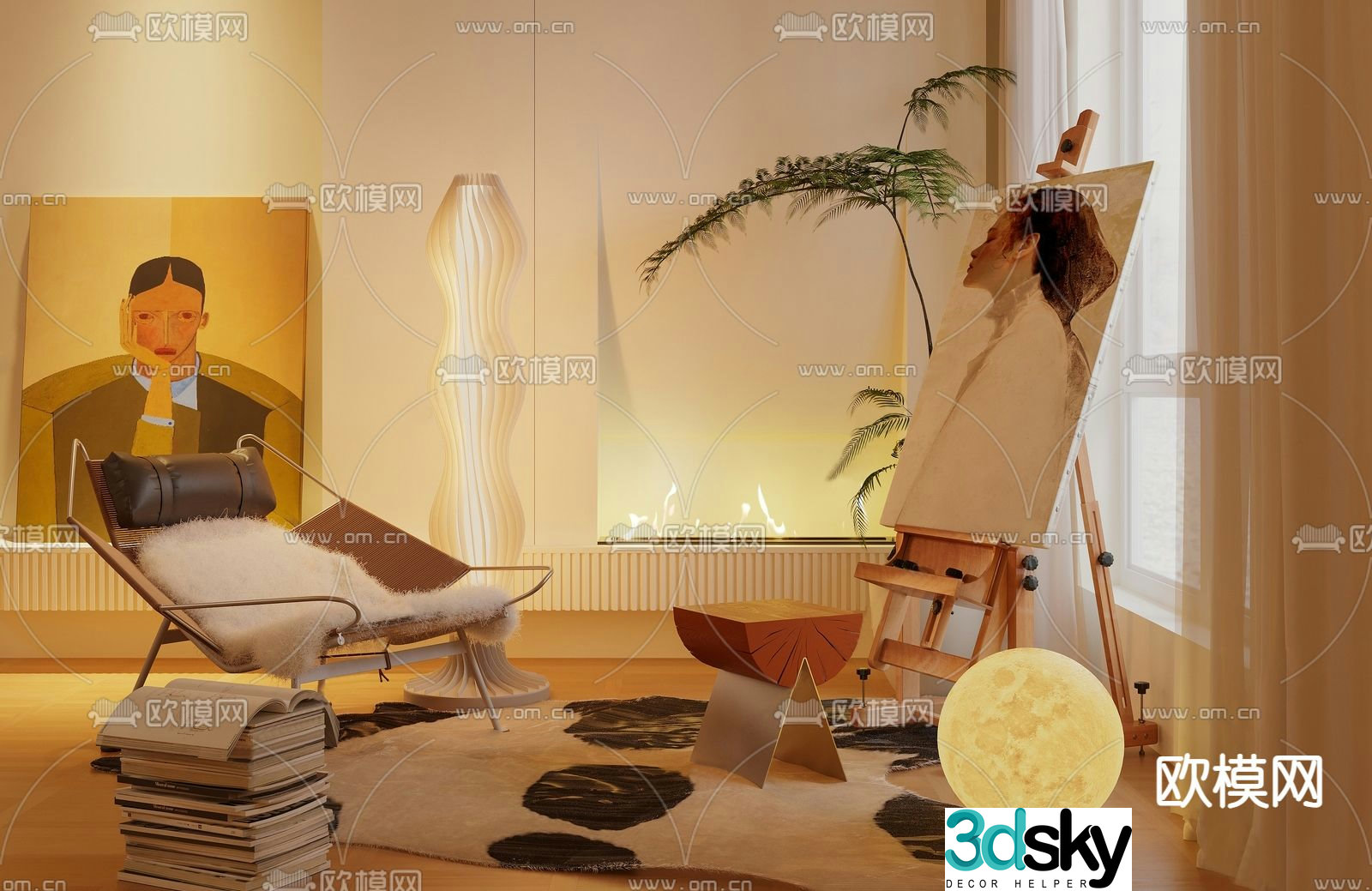 Modern leisure chair lounge chair easel 3d model
