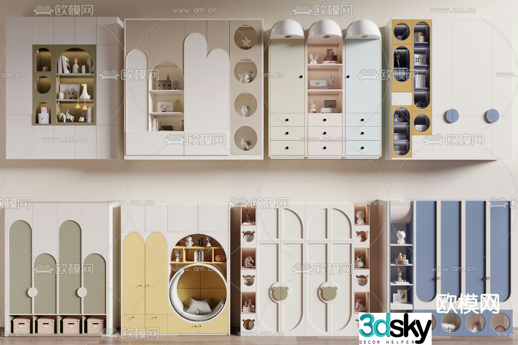 Children’s wardrobe bookcase 3d model