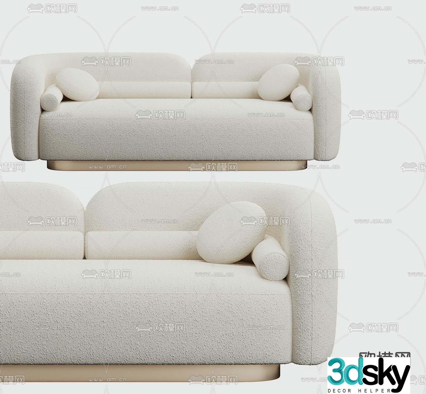 Double sofa upholstered sofa 3d model
