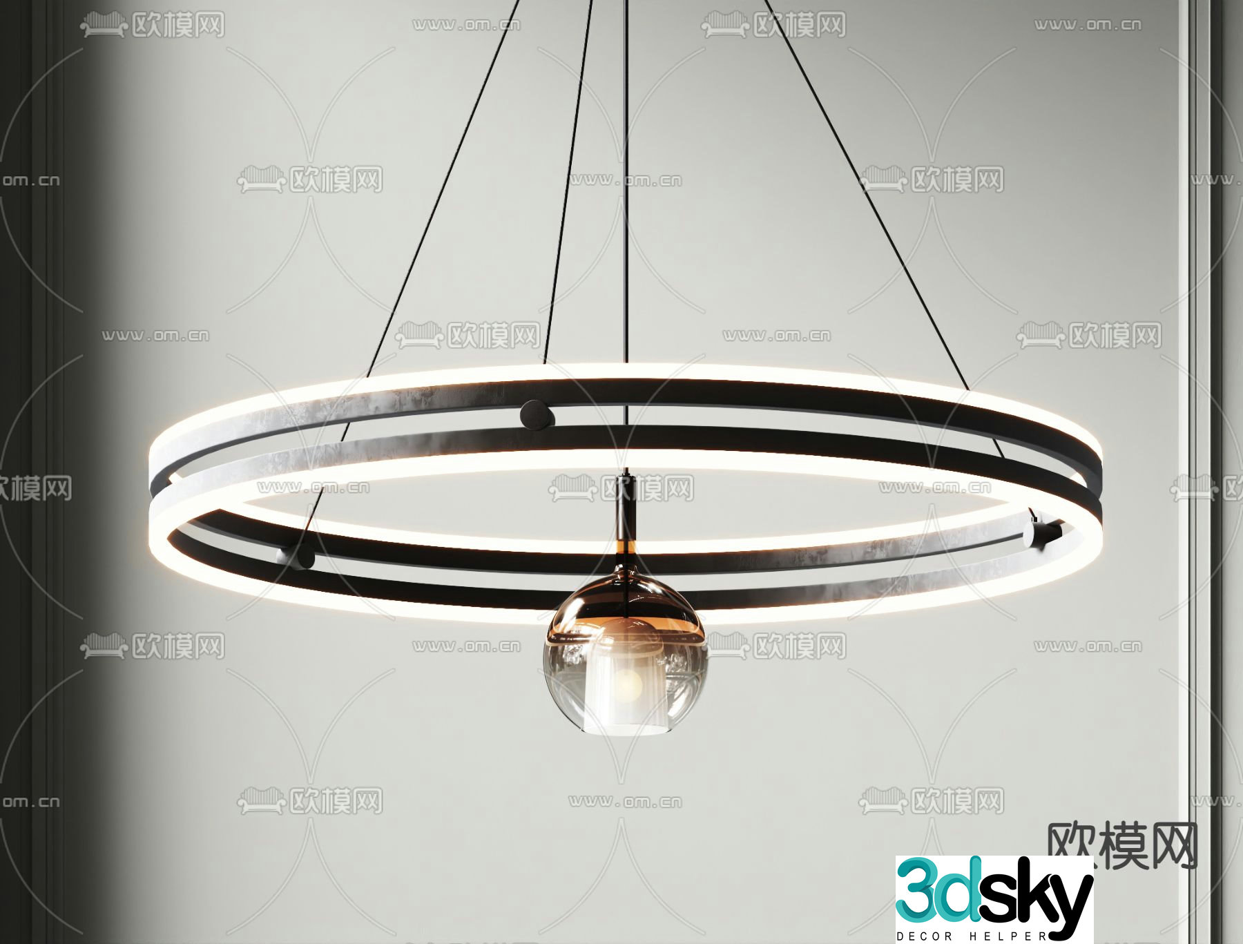Hall chandelier Ring chandelier 3d model