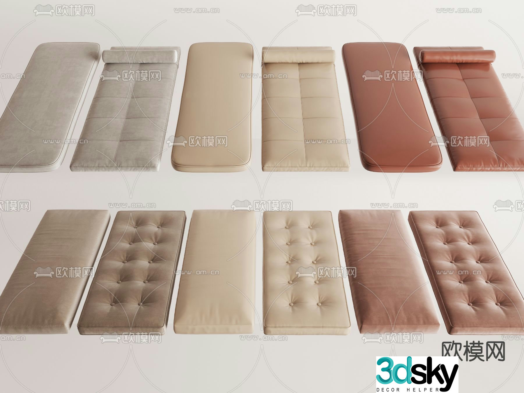 Cushion seat cushion bay window cushion 3d model