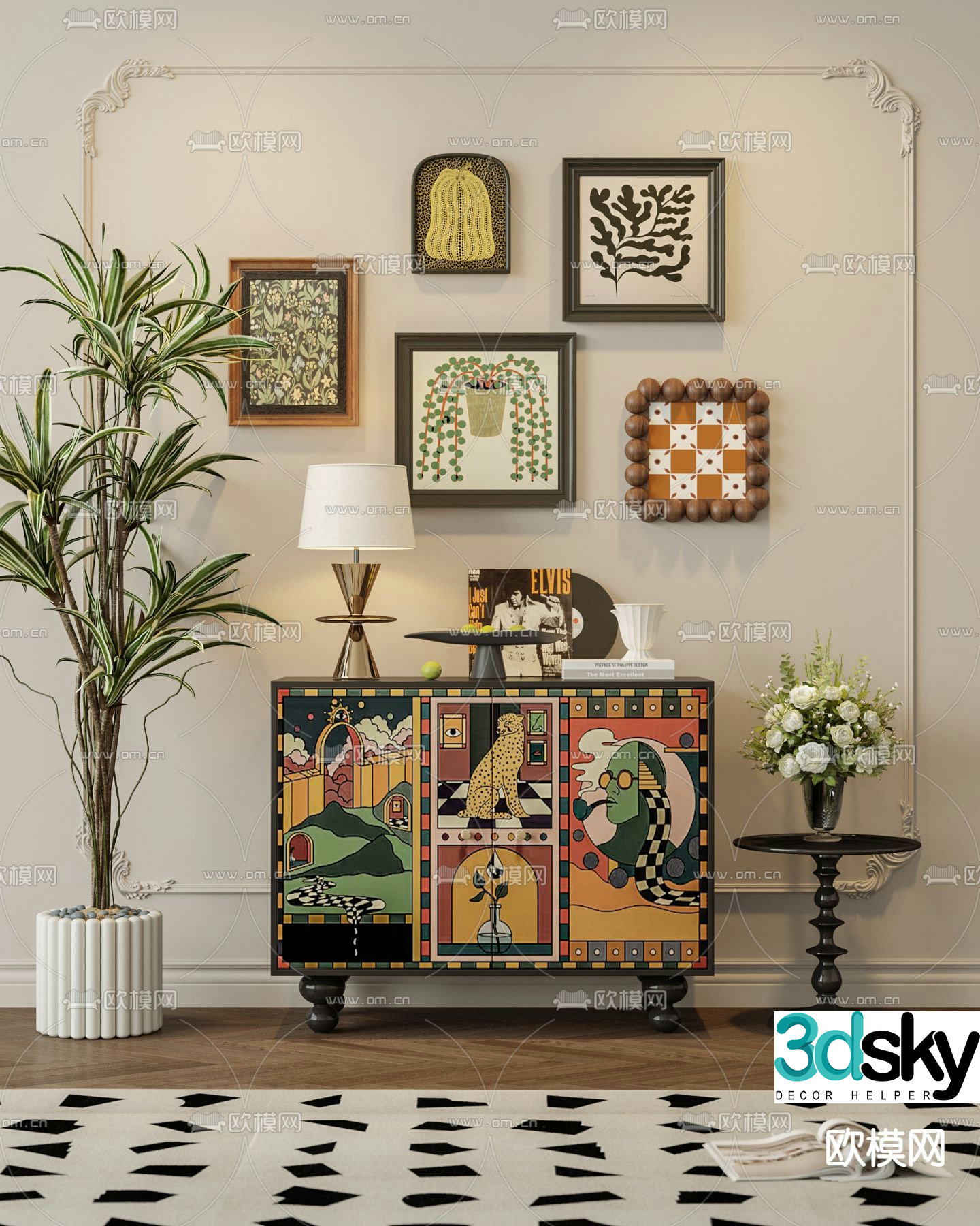 Memphis end view cabinet entrance cabinet side cabinet 3D model