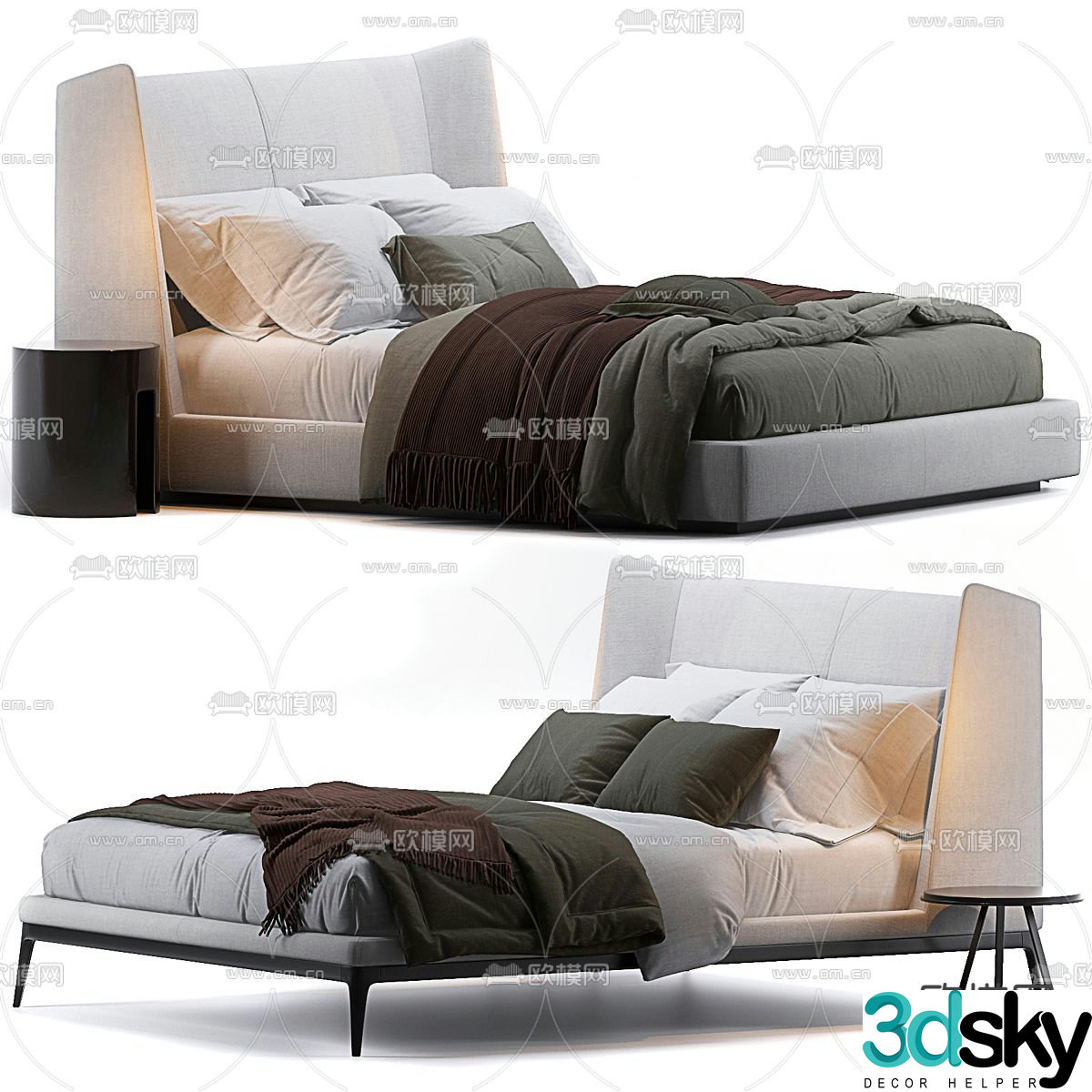 Modern double bed 3d model