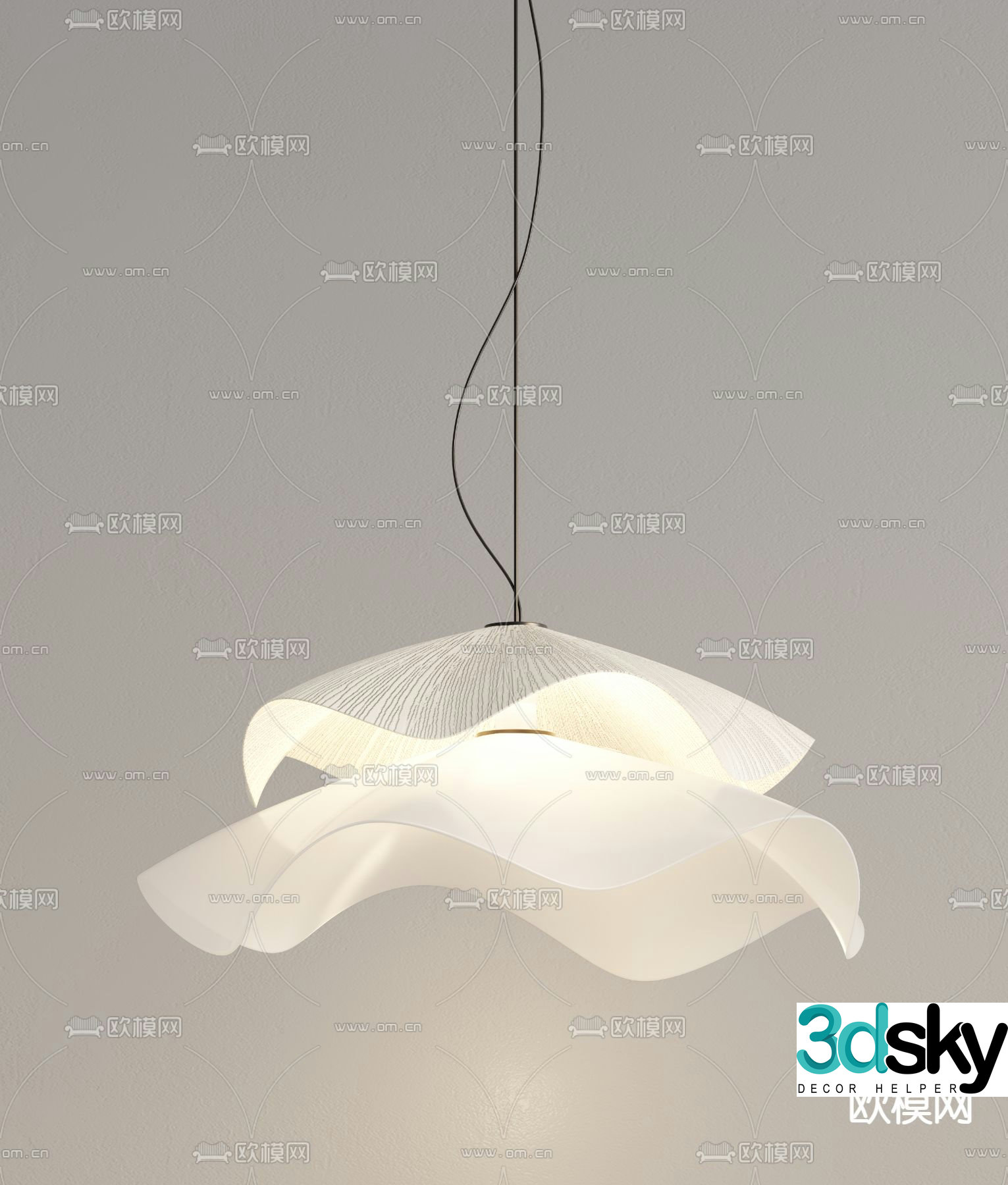 Cream style chandelier restaurant chandelier 3d model