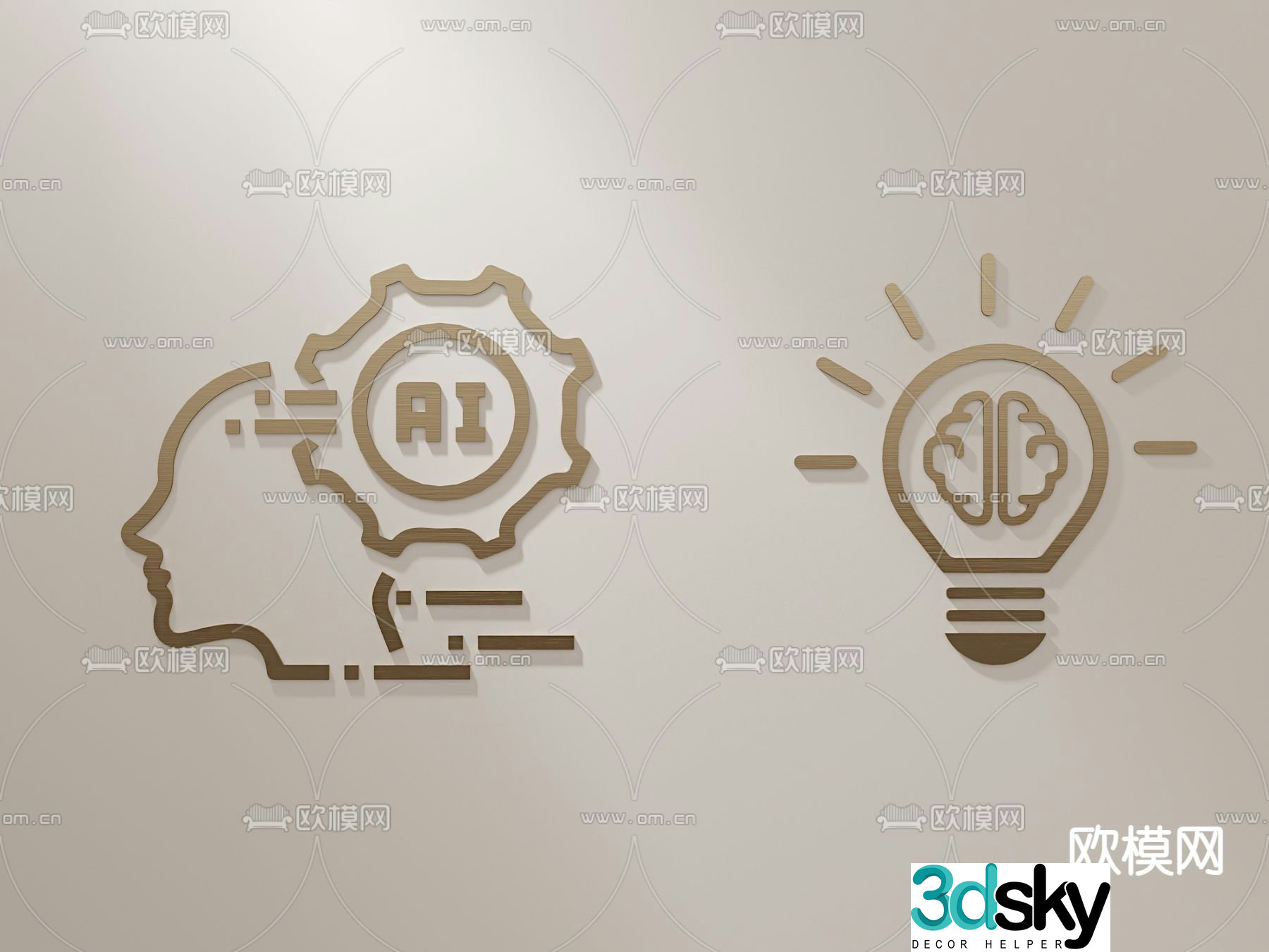 Metal wall decoration wall characters company culture icon 3d model