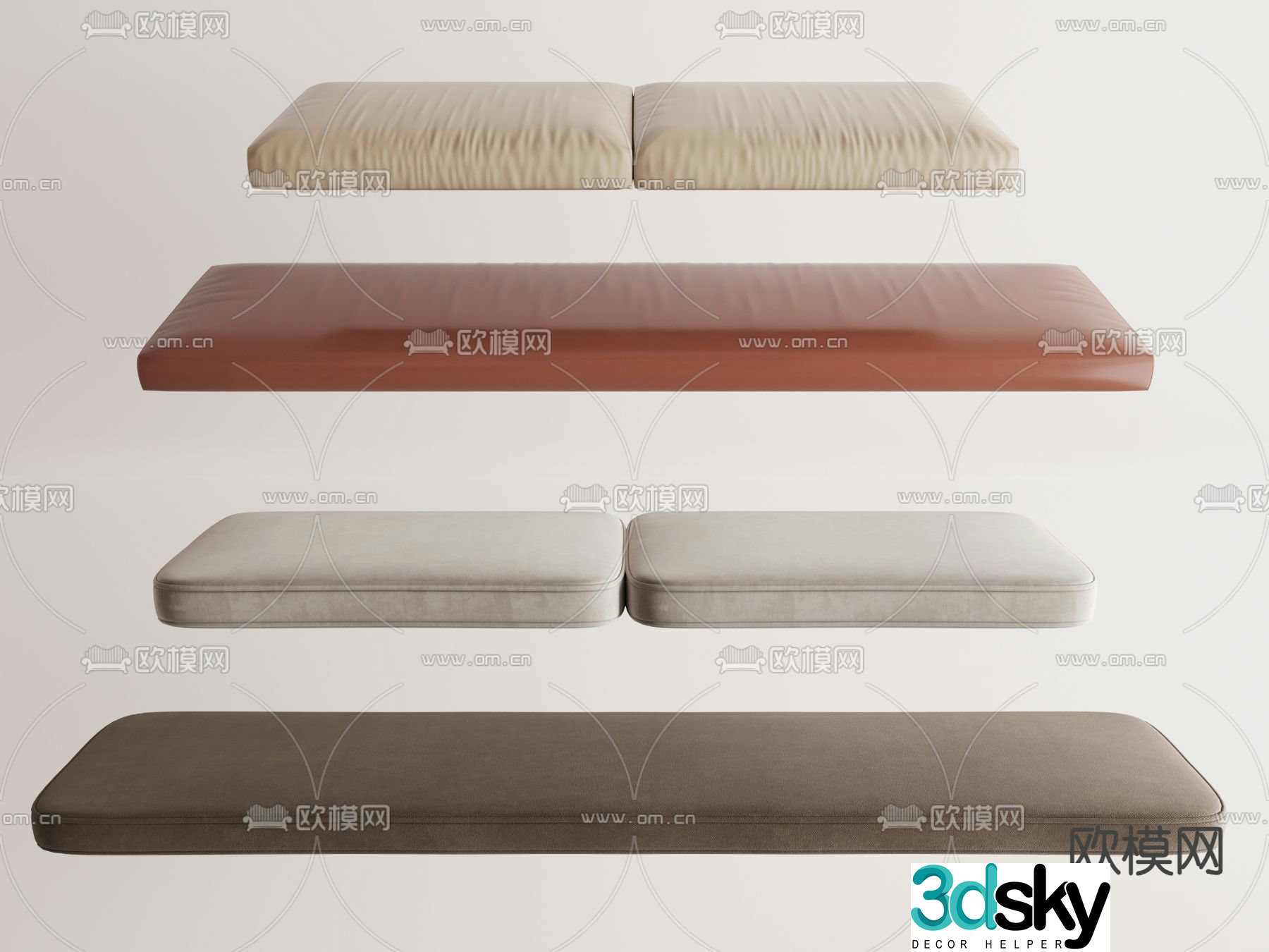 Cushion seat cushion bay window cushion 3d model