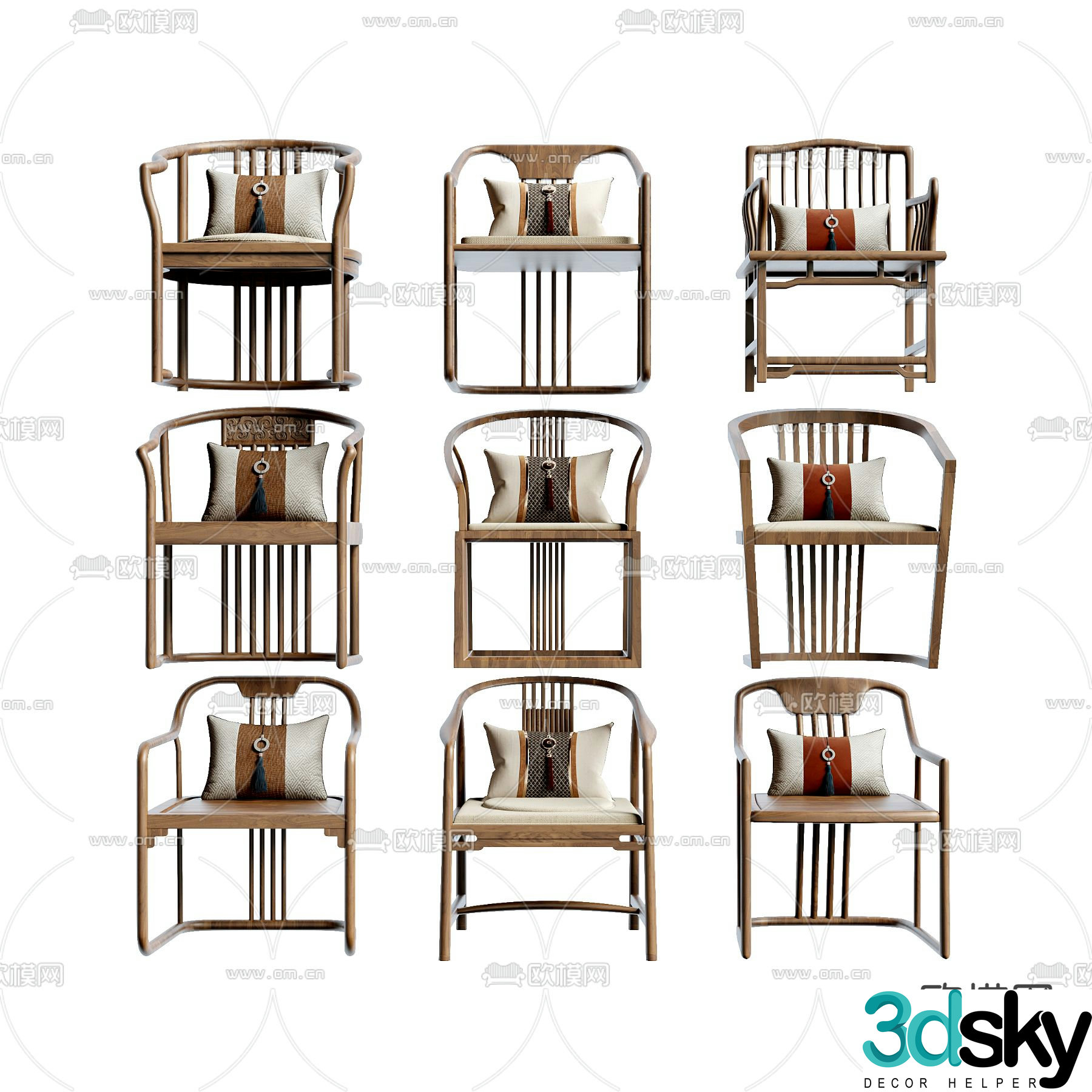 New Chinese style chair arm chair Taishi chair 3d model