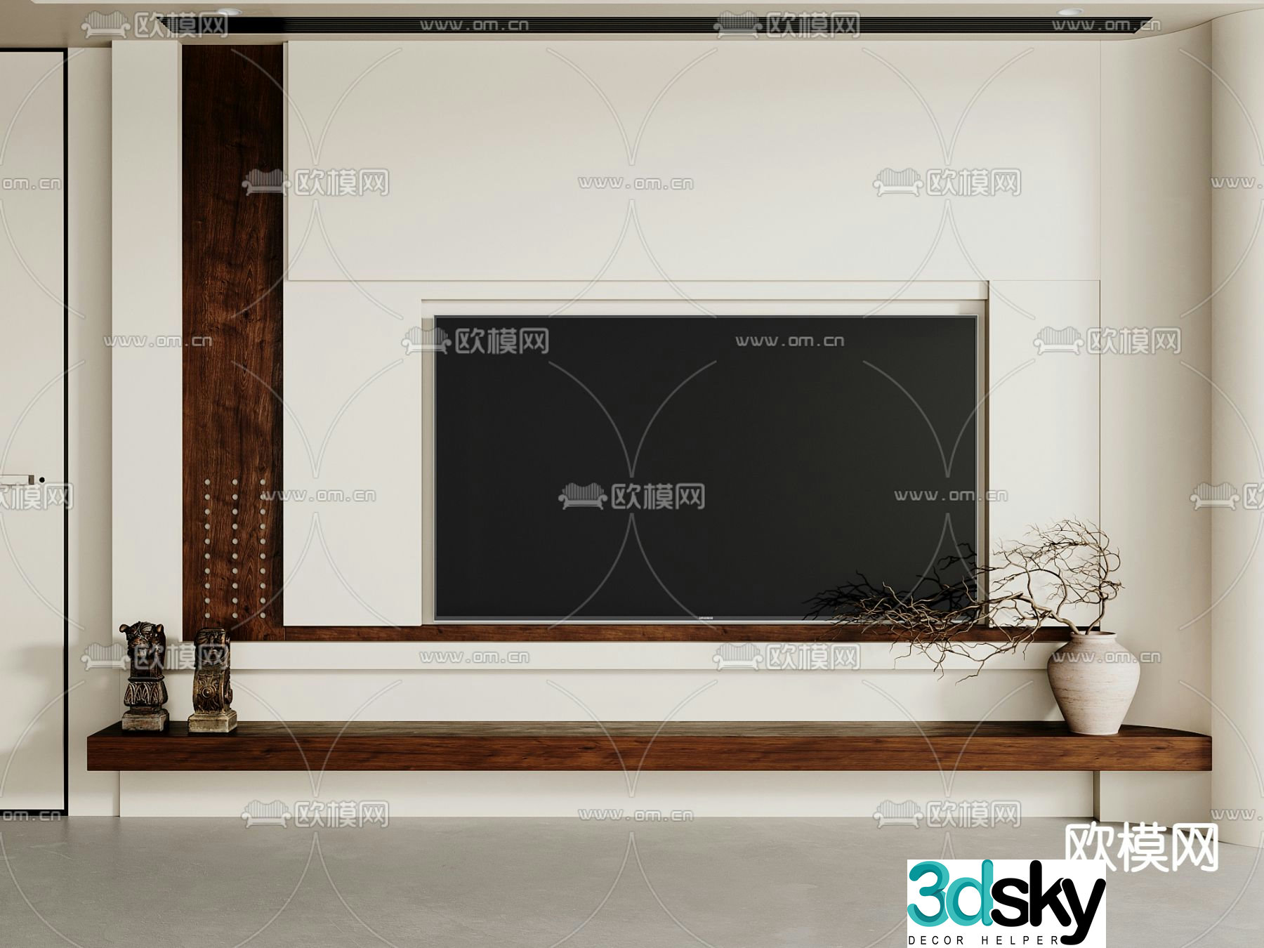 Middle style background wall TV background 3d model